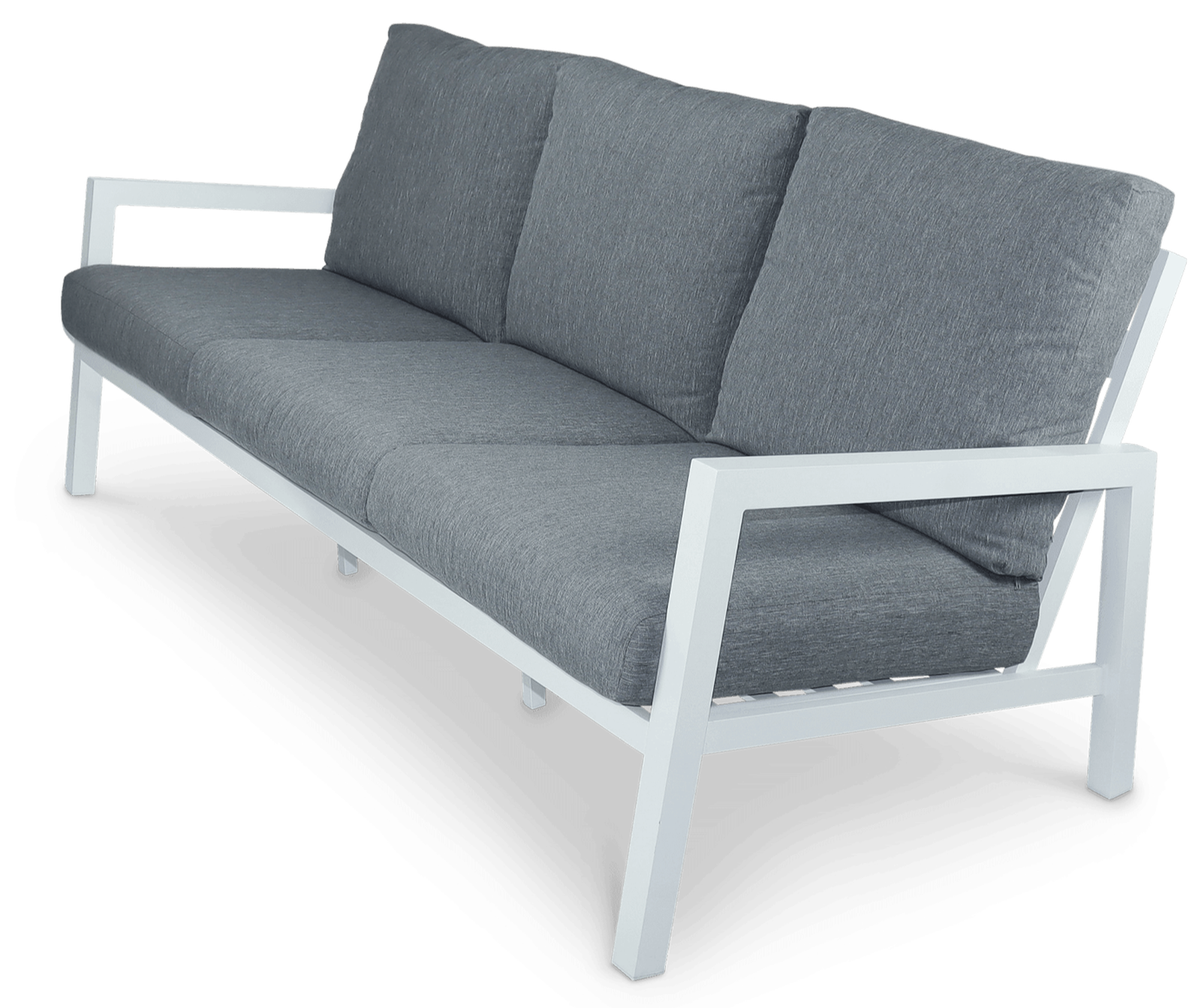 San Sebastian 3 Seater in Arctic White with Platinum Olefin Cushions - The Furniture Shack
