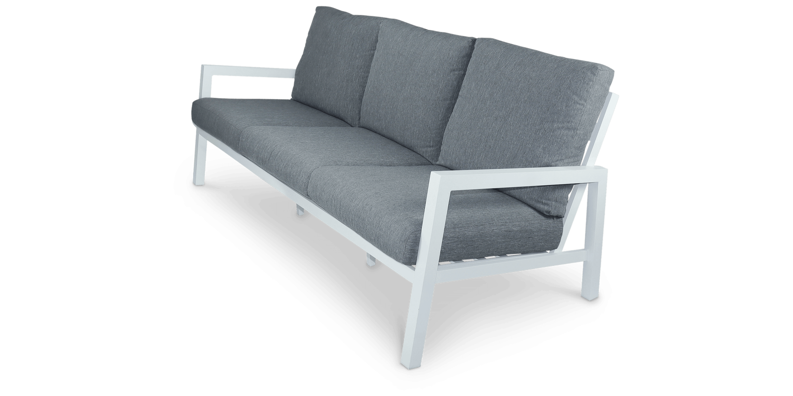 San Sebastian 3 Seater in Arctic White with Platinum Olefin Cushions - The Furniture Shack