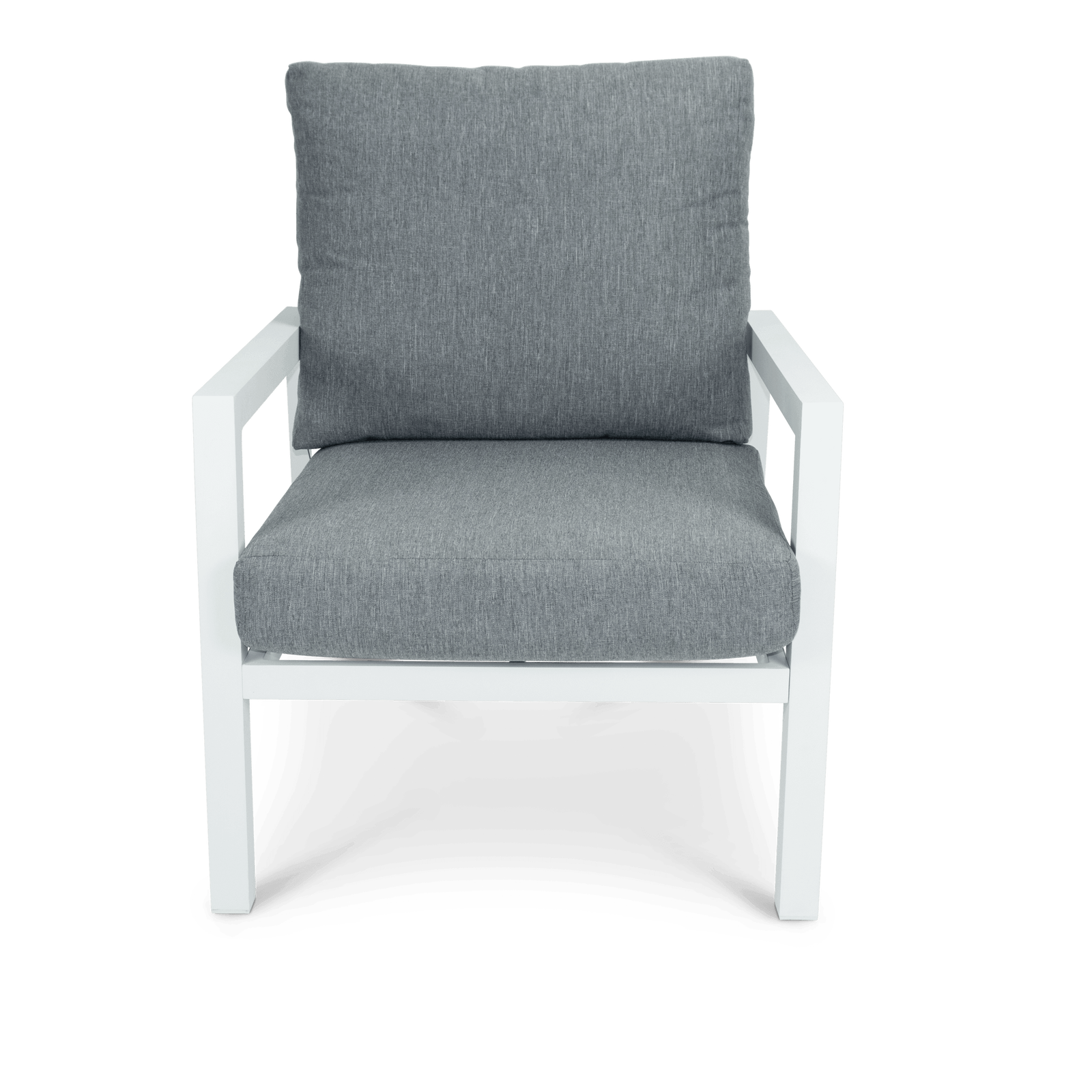 San Sebastian Outdoor Armchair in Arctic White with Platinum Olefin Cushions - The Furniture Shack