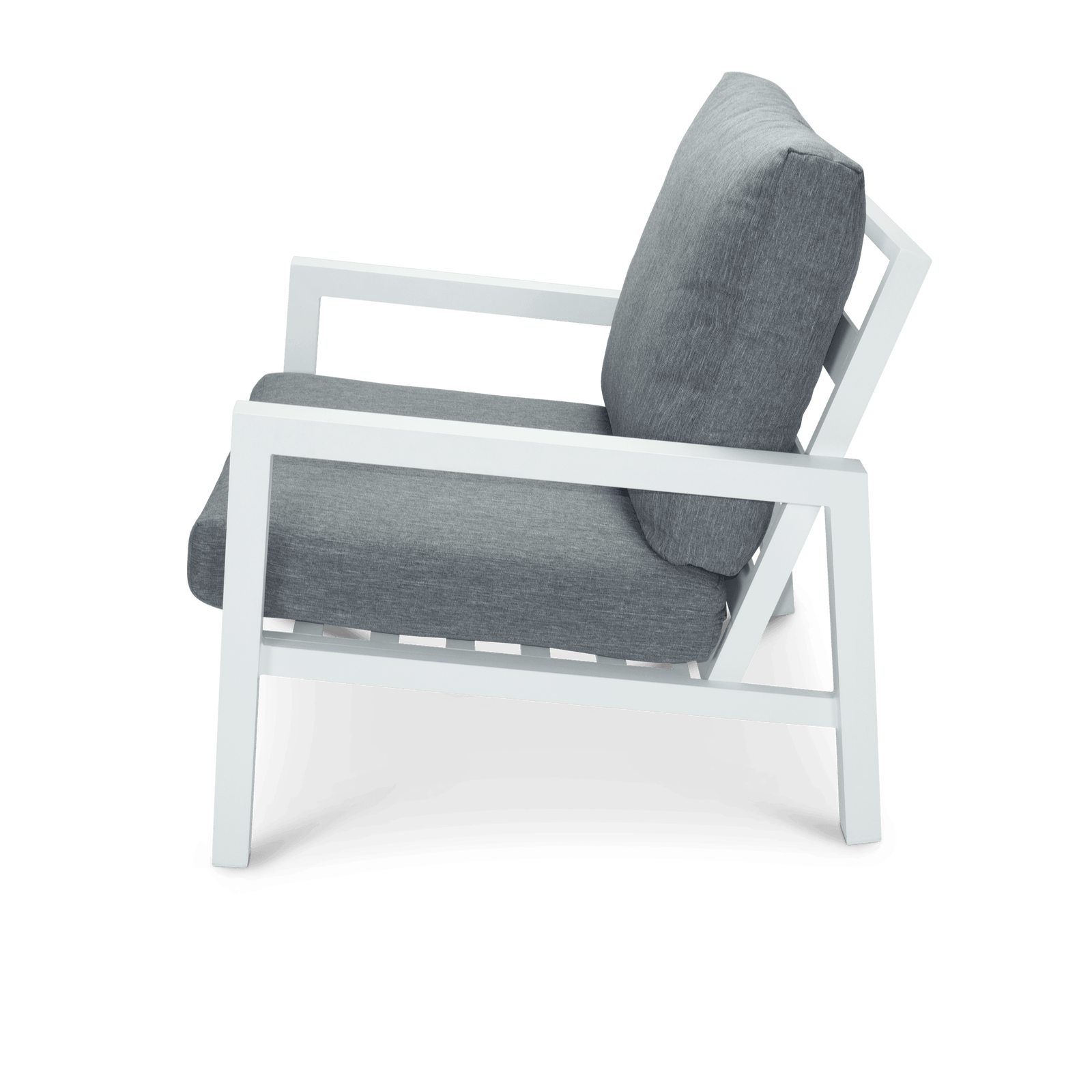 San Sebastian Outdoor Armchair in Arctic White with Platinum Olefin Cushions - The Furniture Shack