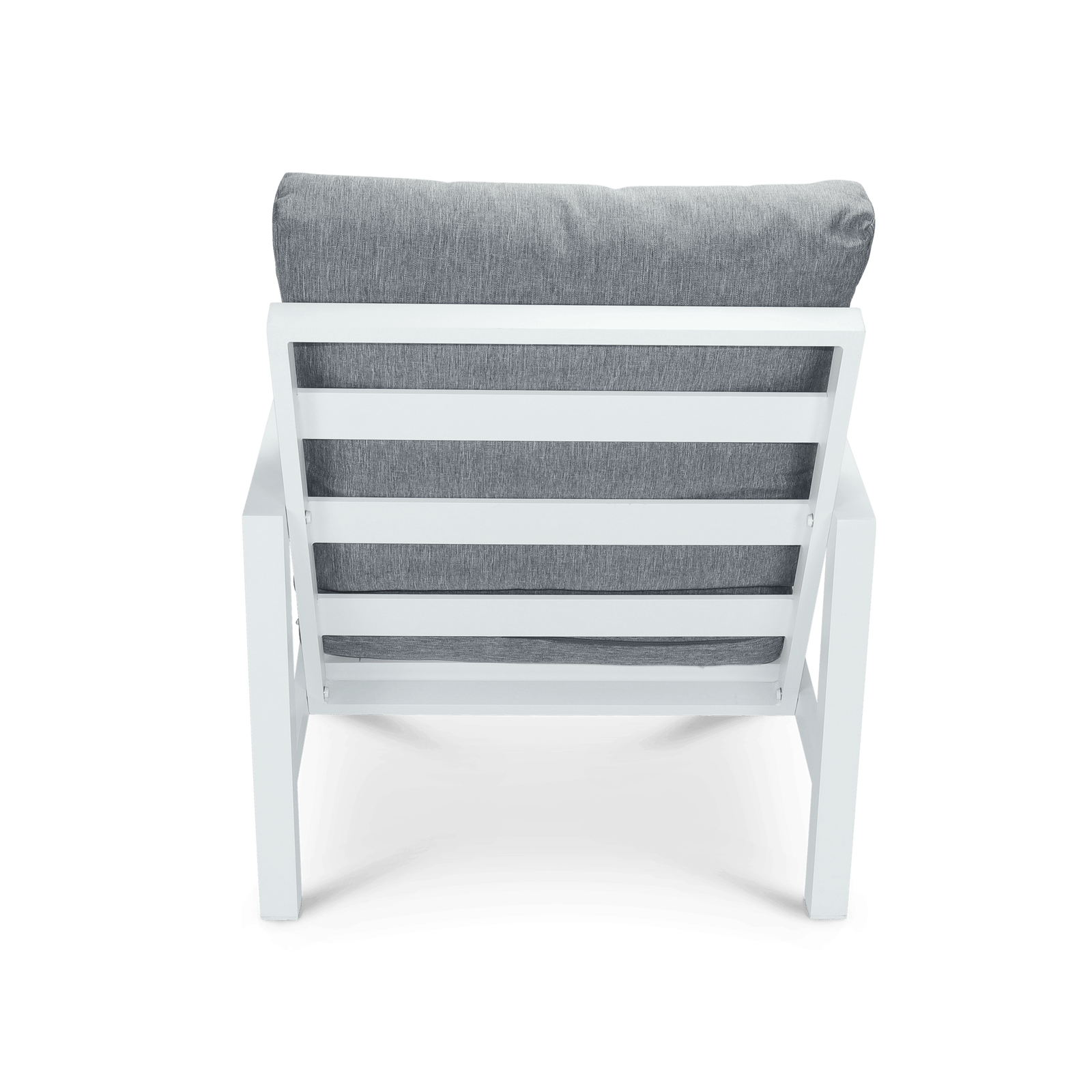 San Sebastian Outdoor Armchair in Arctic White with Platinum Olefin Cushions - The Furniture Shack