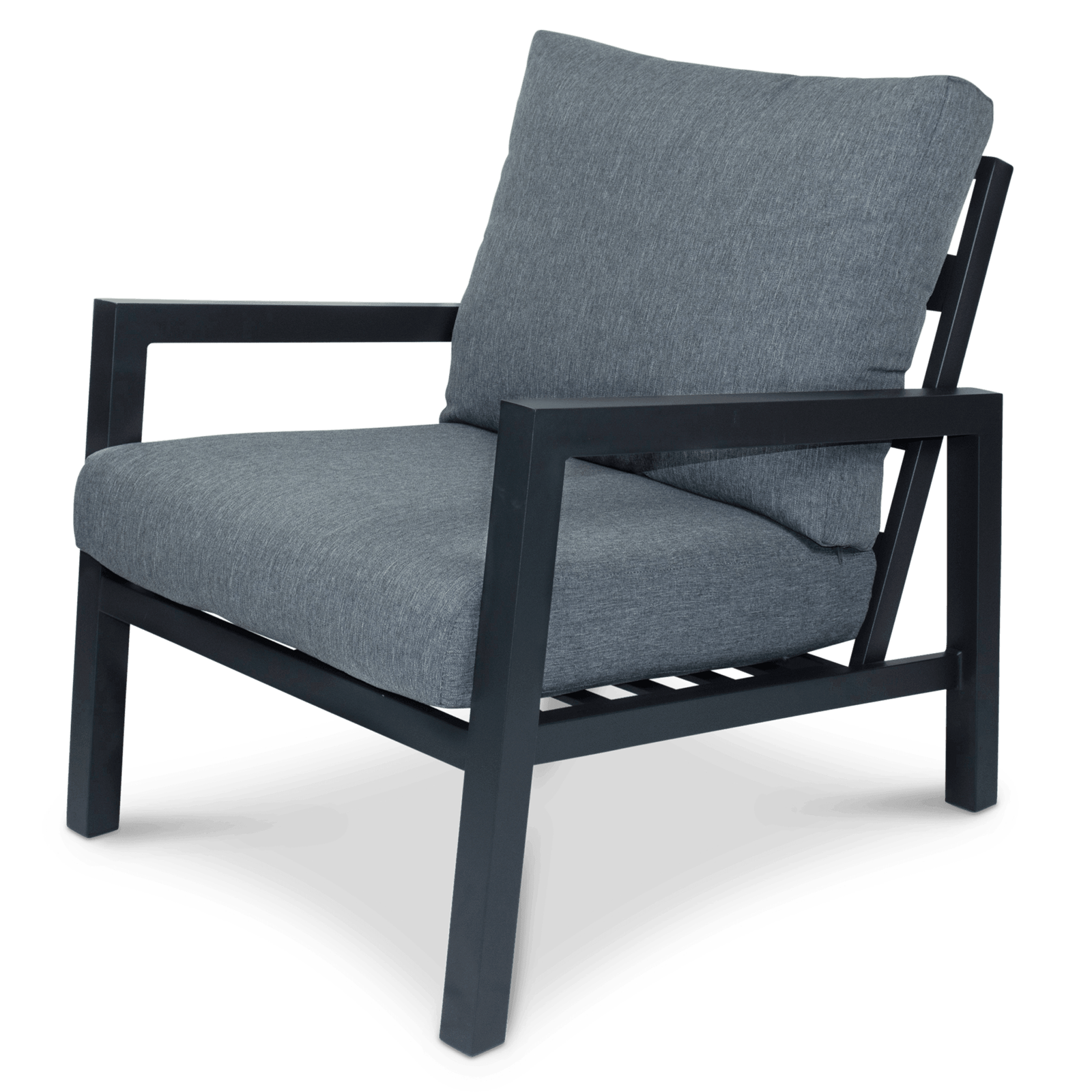 San Sebastian Outdoor Armchair in Gunmetal with Platinum Olefin Cushions - The Furniture Shack