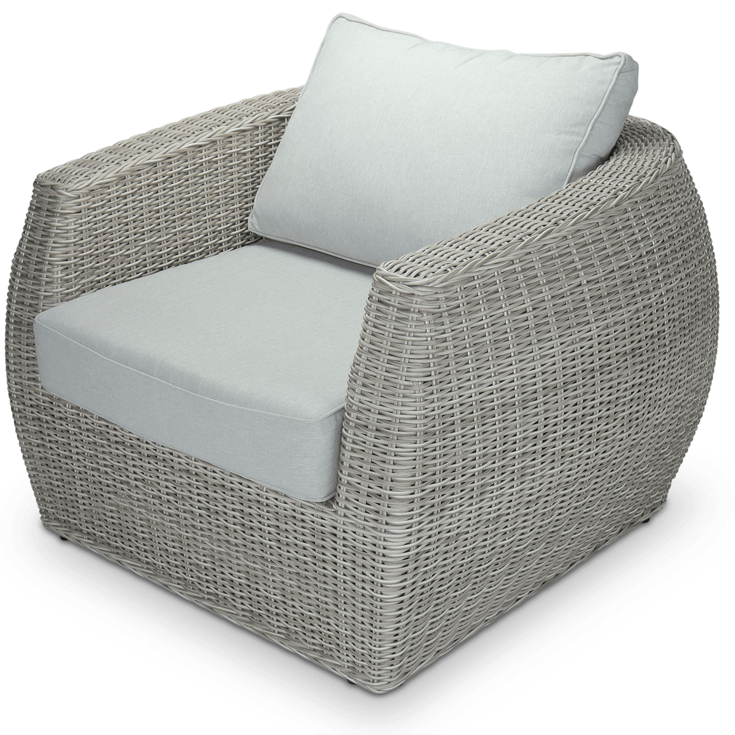 Sienna Outdoor Lounge Chair in Kubu Grey Synthetic Viro Rattan and Mountain Ash Sunproof All Weather Fabric
