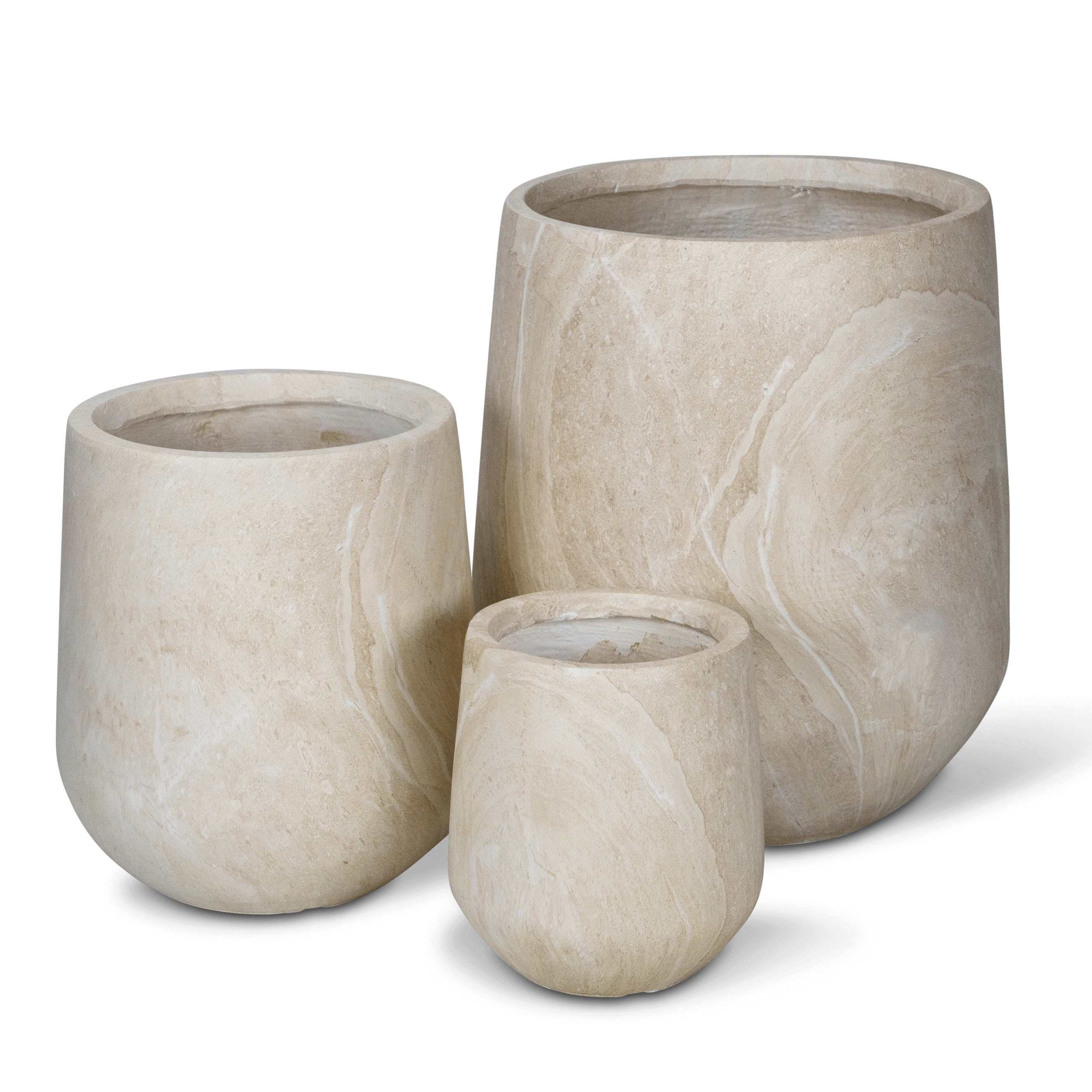 Torino Set of 3 Pots in MGO Travertine Finish