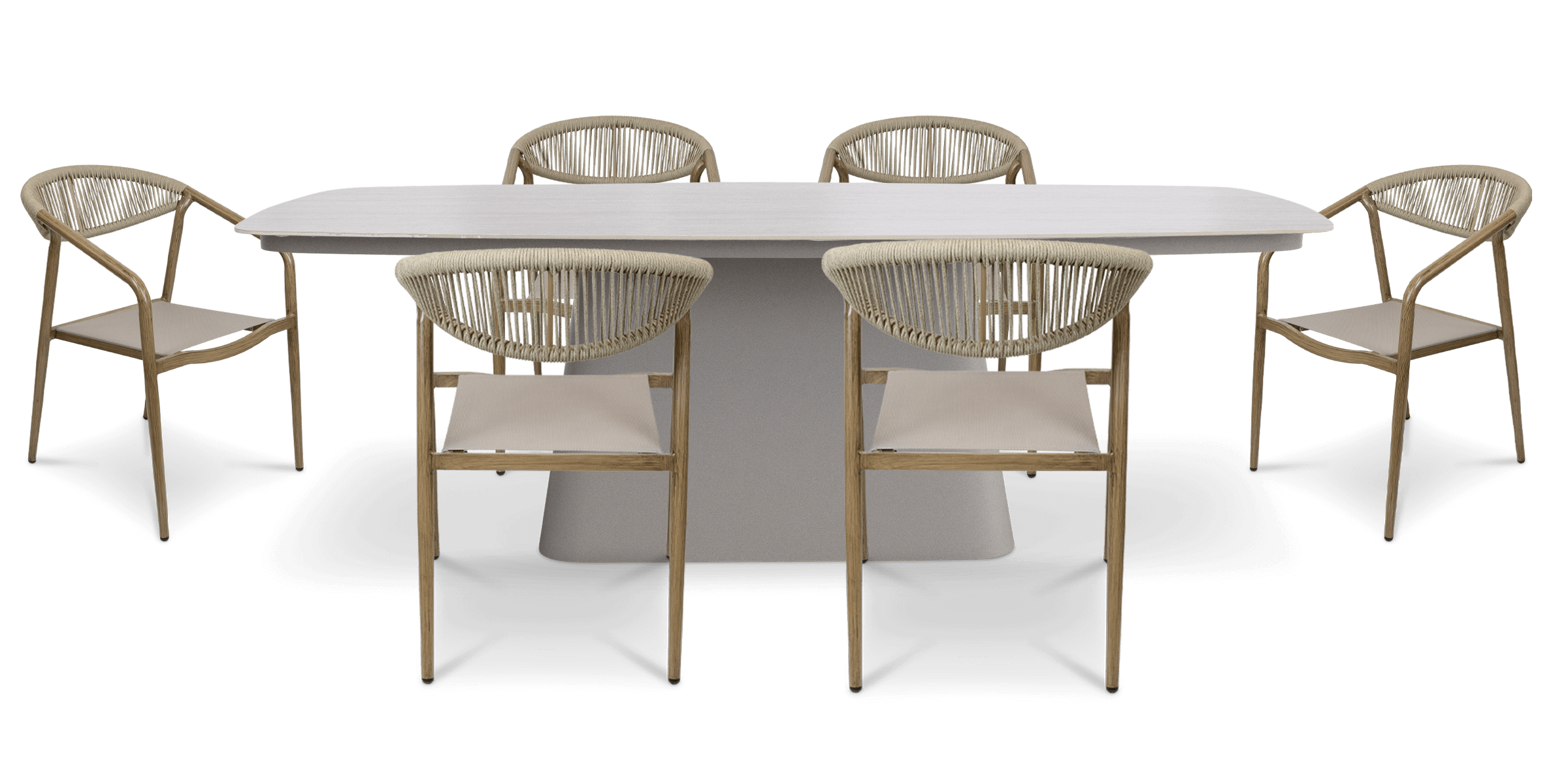Trieste 7pc Dining Set with Rope Chairs