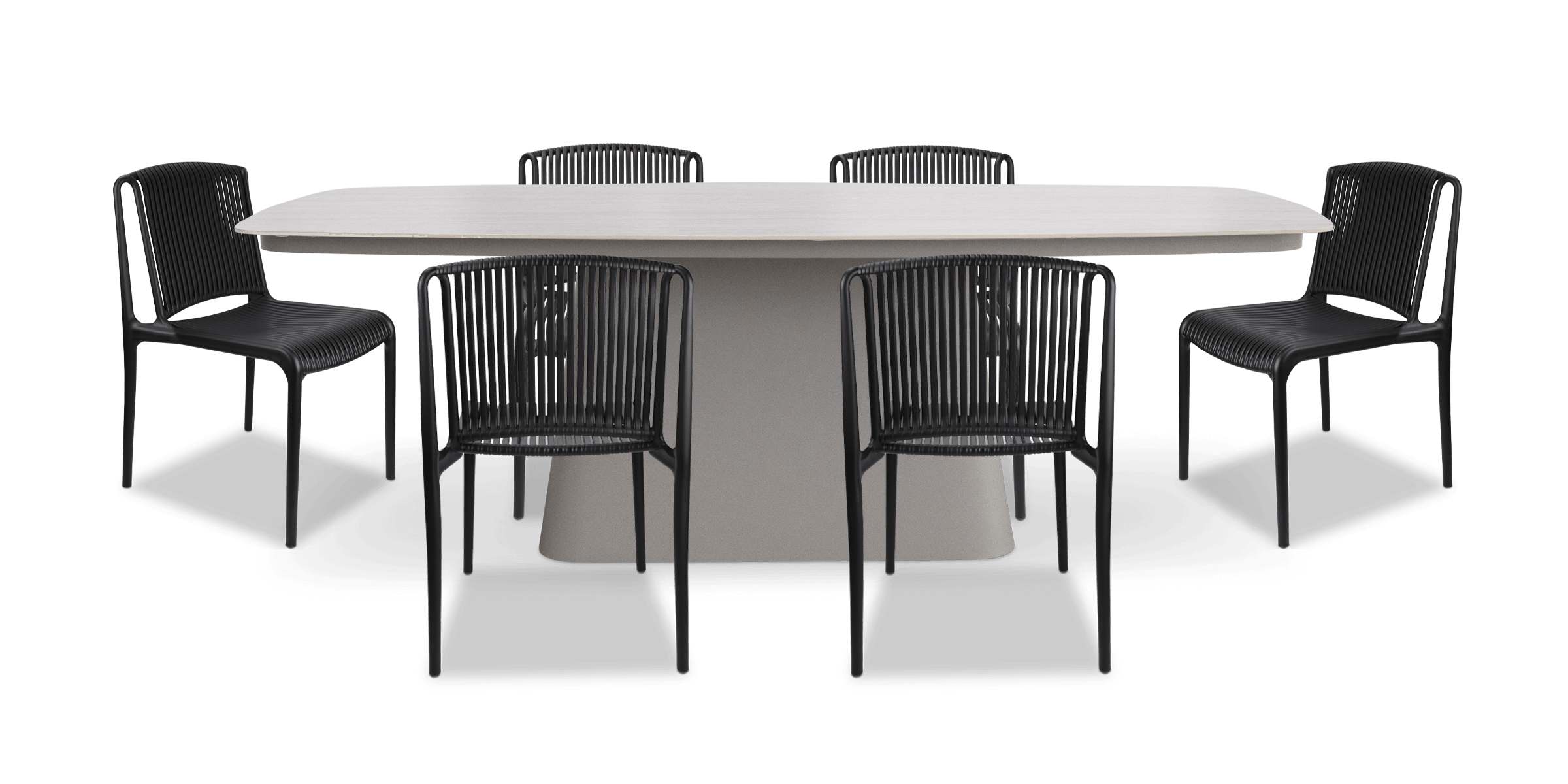 Trieste 7pc Dining Set with UV Plastic Outdoor Dining Chairs