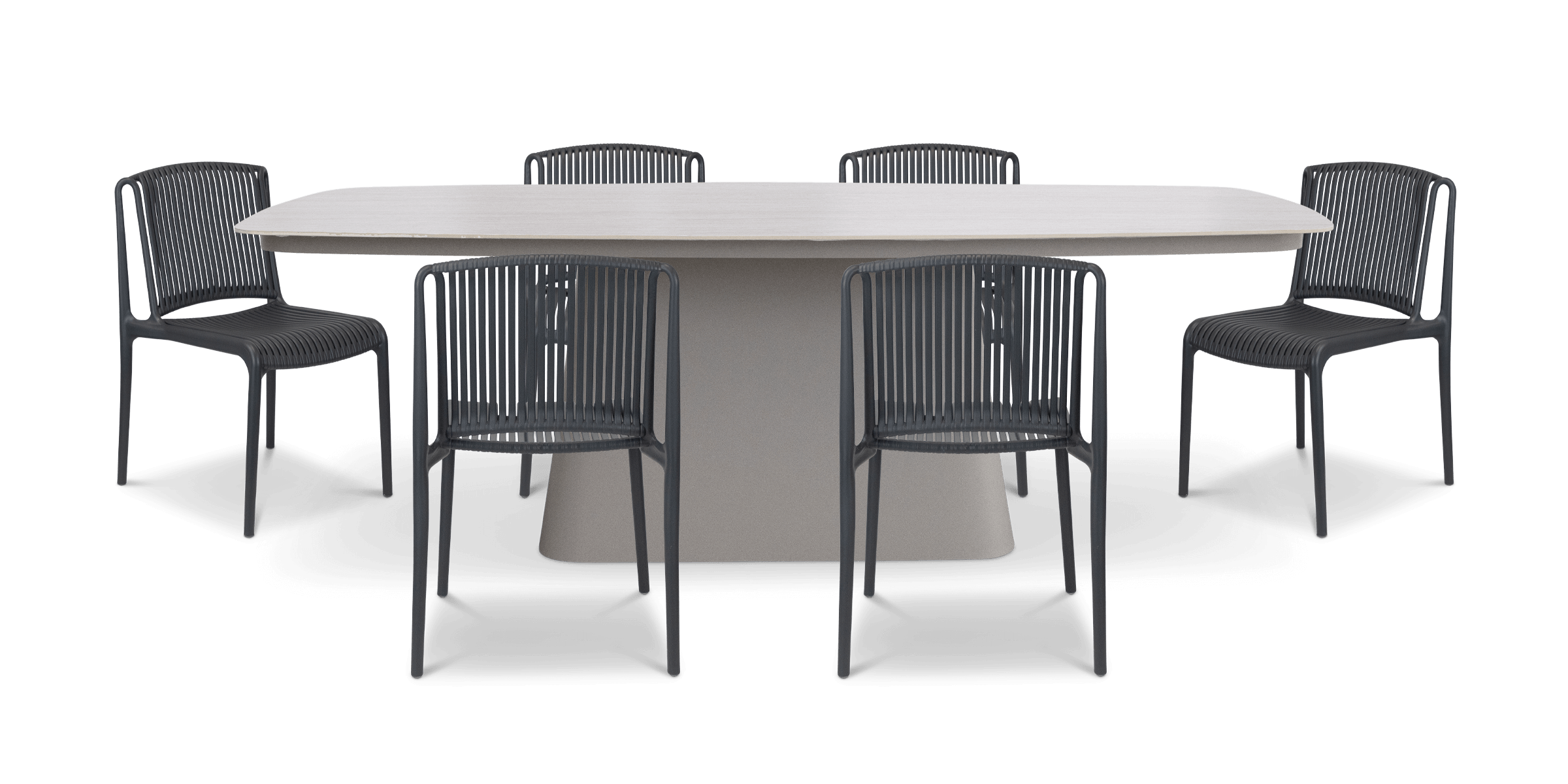 Trieste 7pc Dining Set with UV Plastic Outdoor Dining Chairs