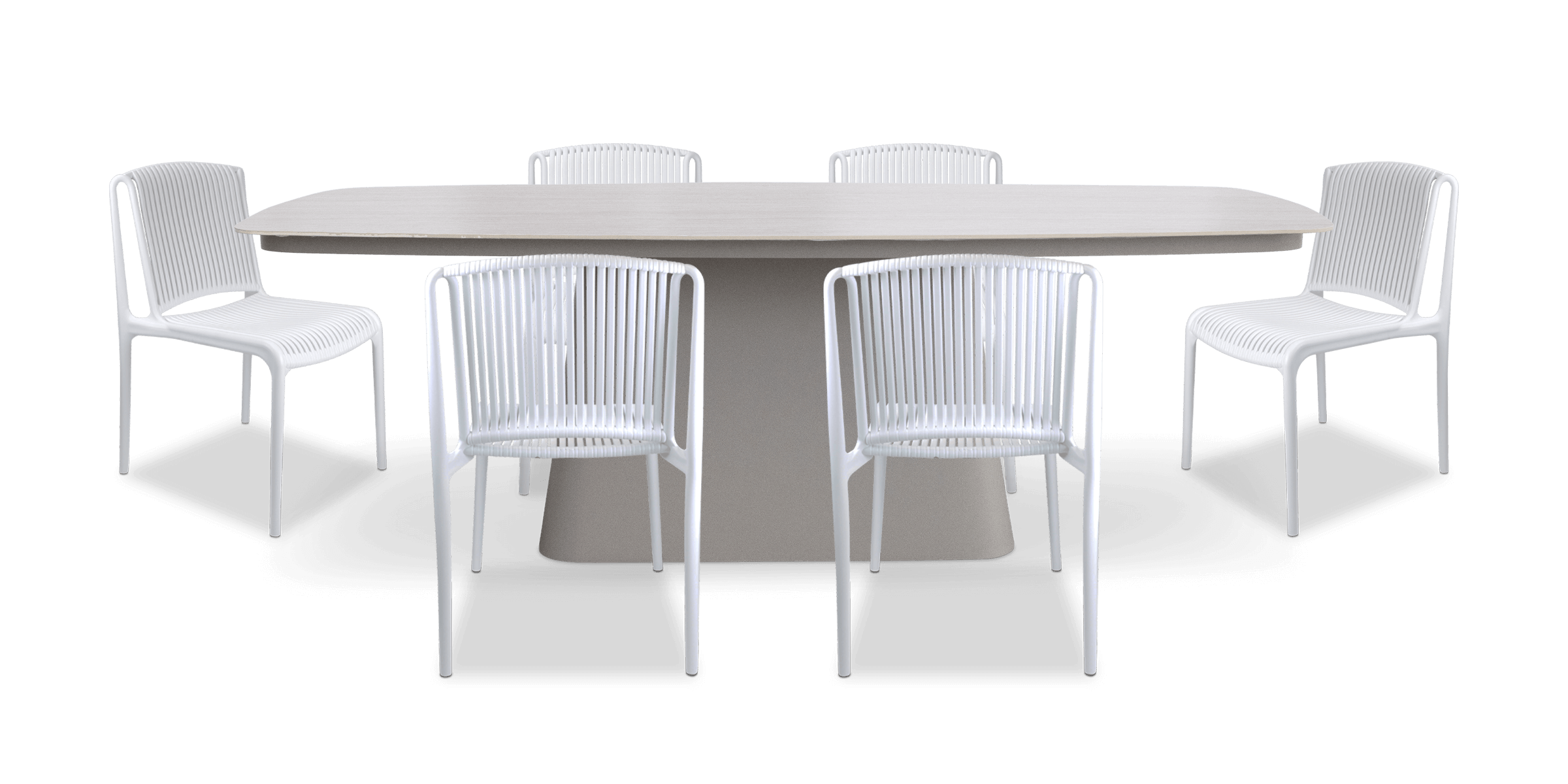 Trieste 7pc Dining Set with UV Plastic Outdoor Dining Chairs
