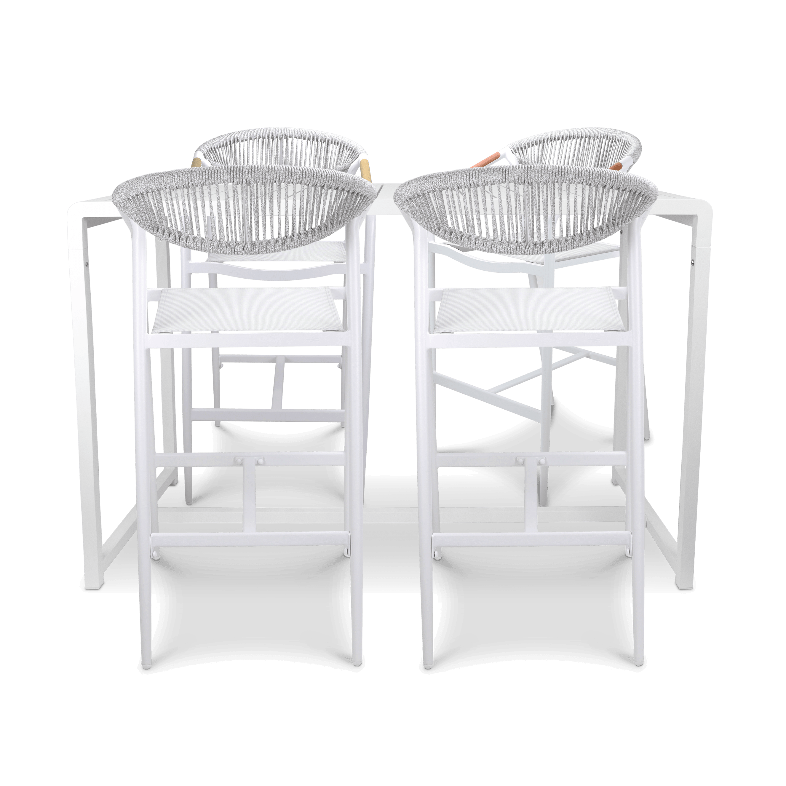 Santorini Rectangle 5pc Bar Suite in Arctic White Aluminium with Amalfi Bar Stools