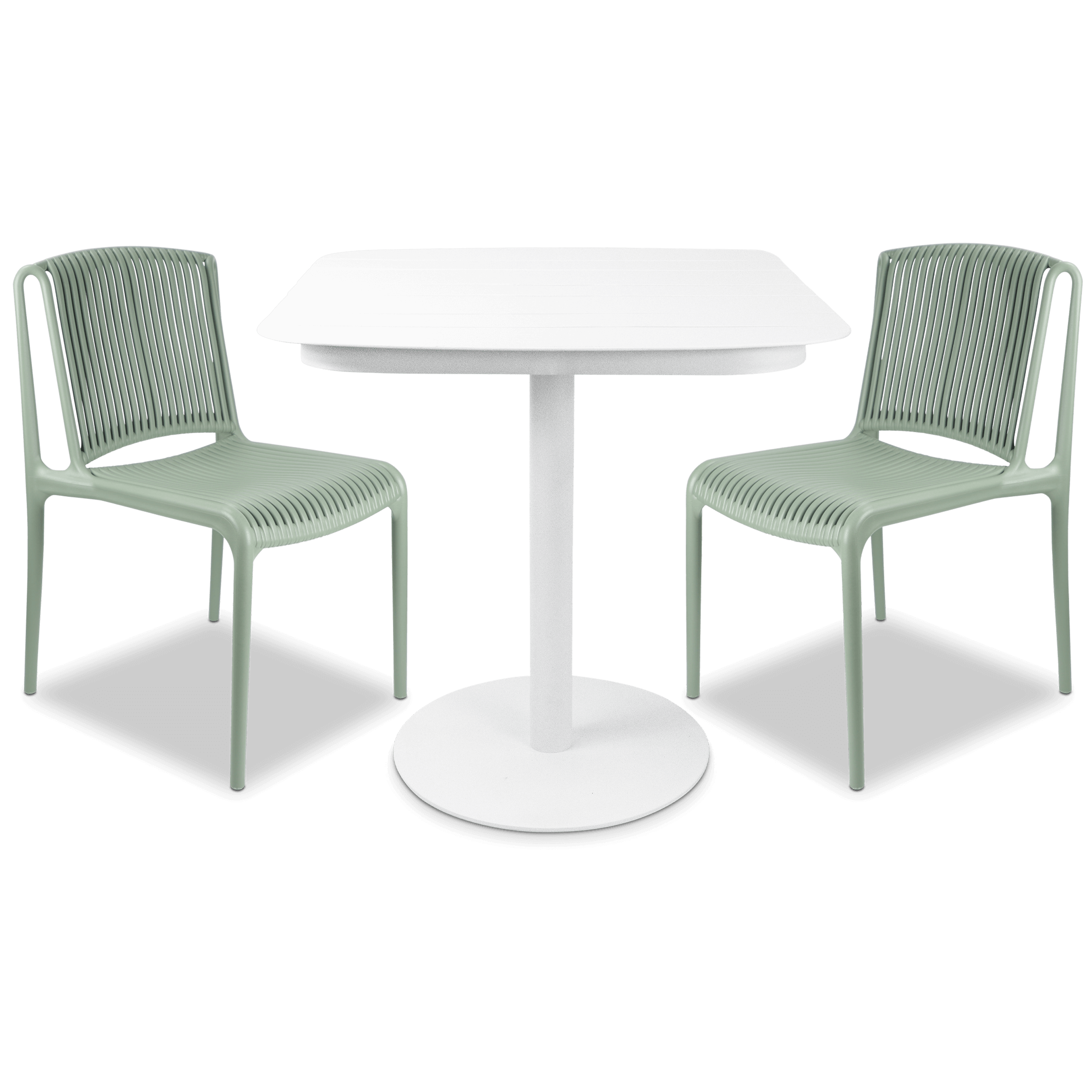 Cafe Collection Square 3pc Dining Suite in Arctic White with UV Plastic Chairs (PP)