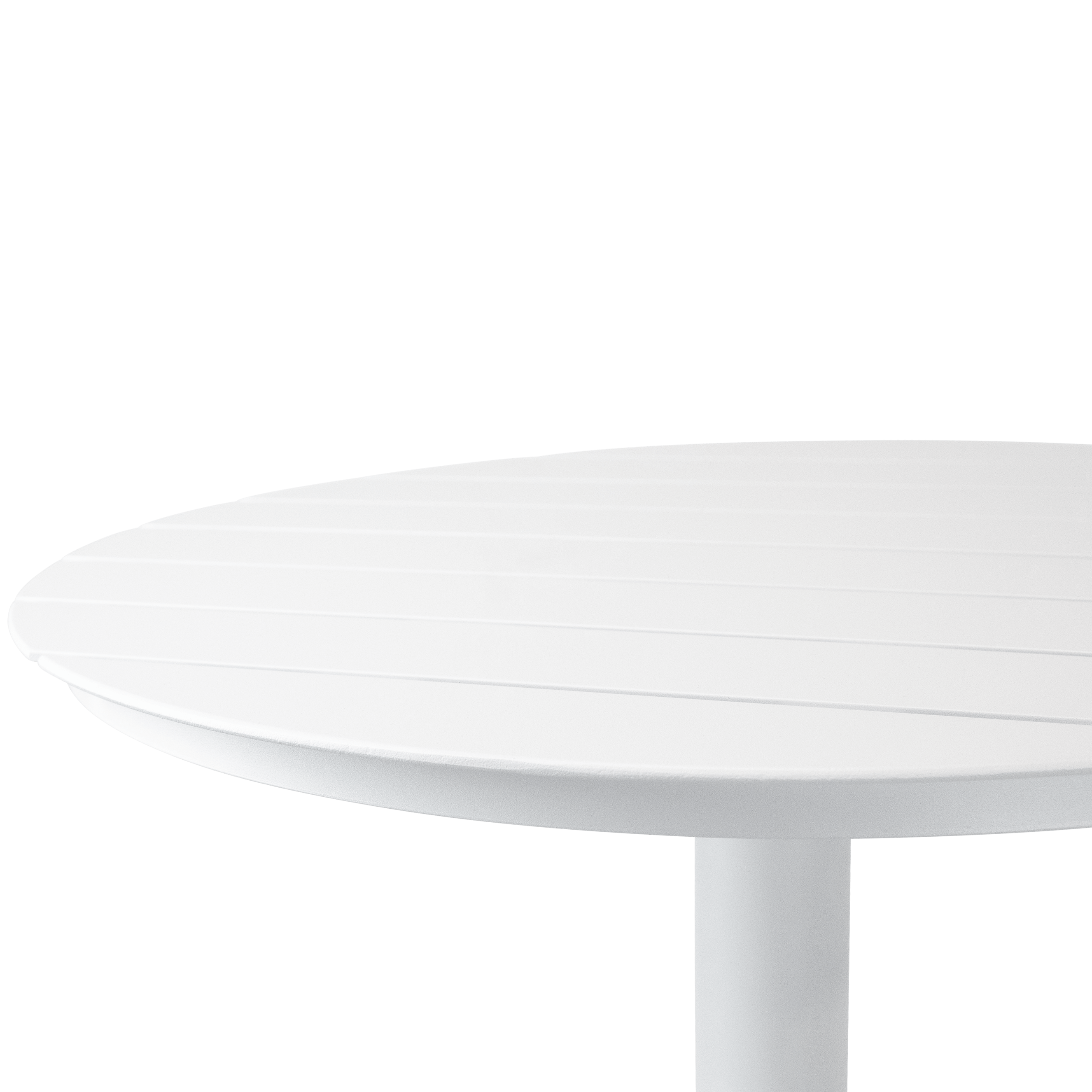 Cafe Collection Round Bar Table in Aluminium and Steel Base in Arctic White