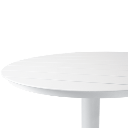 Cafe Collection Round Bar Table in Aluminium and Steel Base in Arctic White