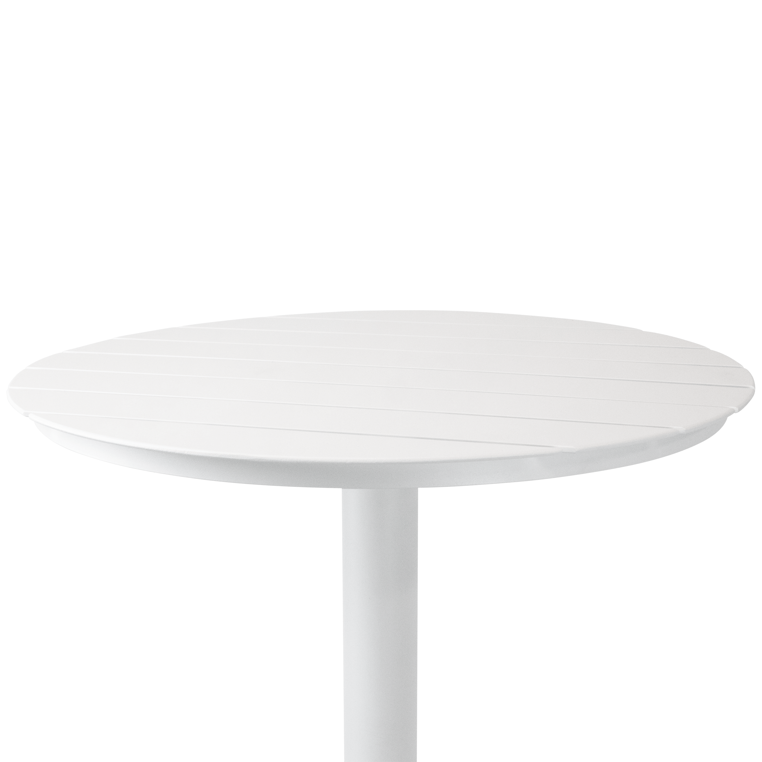 Cafe Collection Round Bar Table in Aluminium and Steel Base in Arctic White