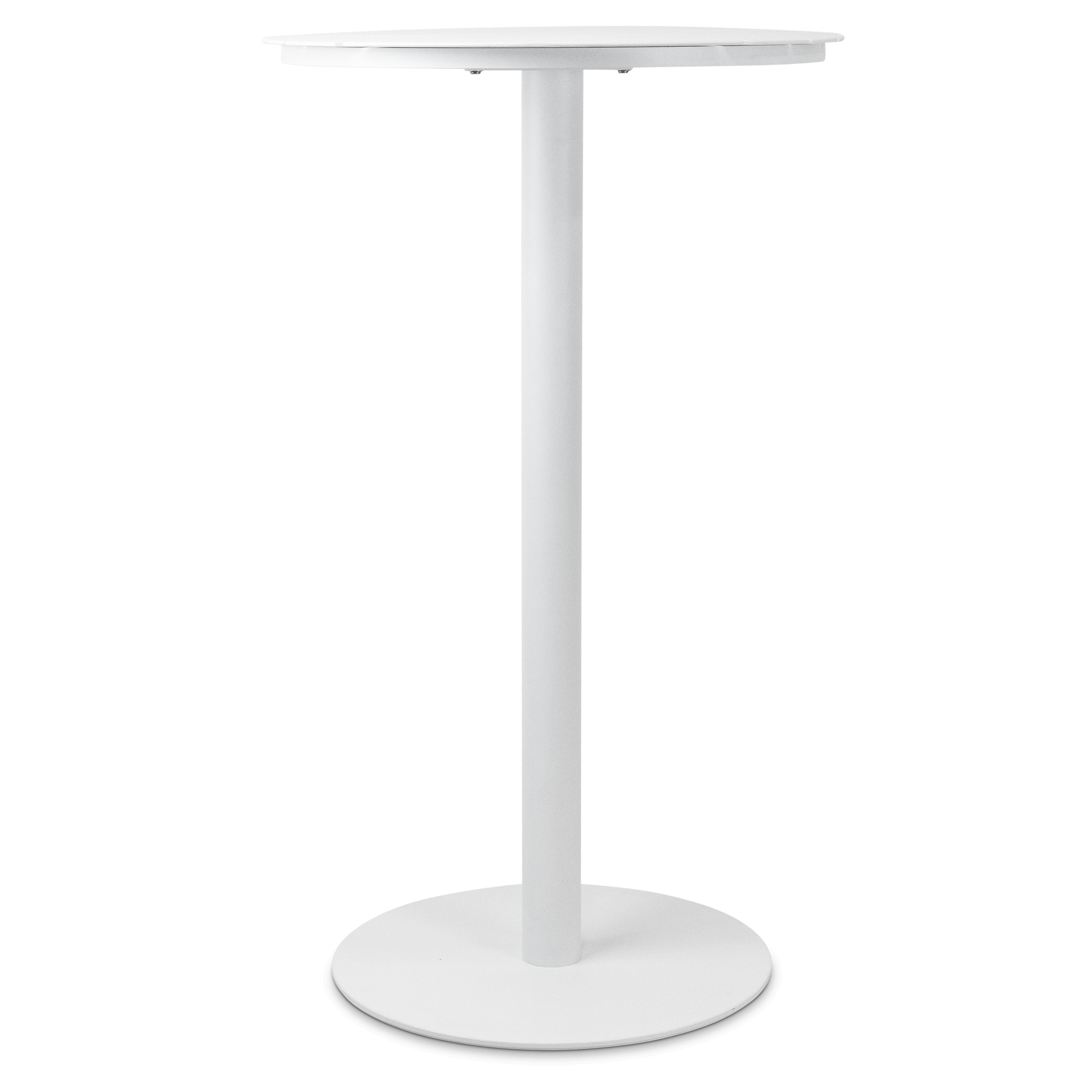Cafe Collection Round Bar Table in Aluminium and Steel Base in Arctic White