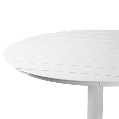 Cafe Collection Round Dining Table in Aluminium and Steel Base in Arctic White