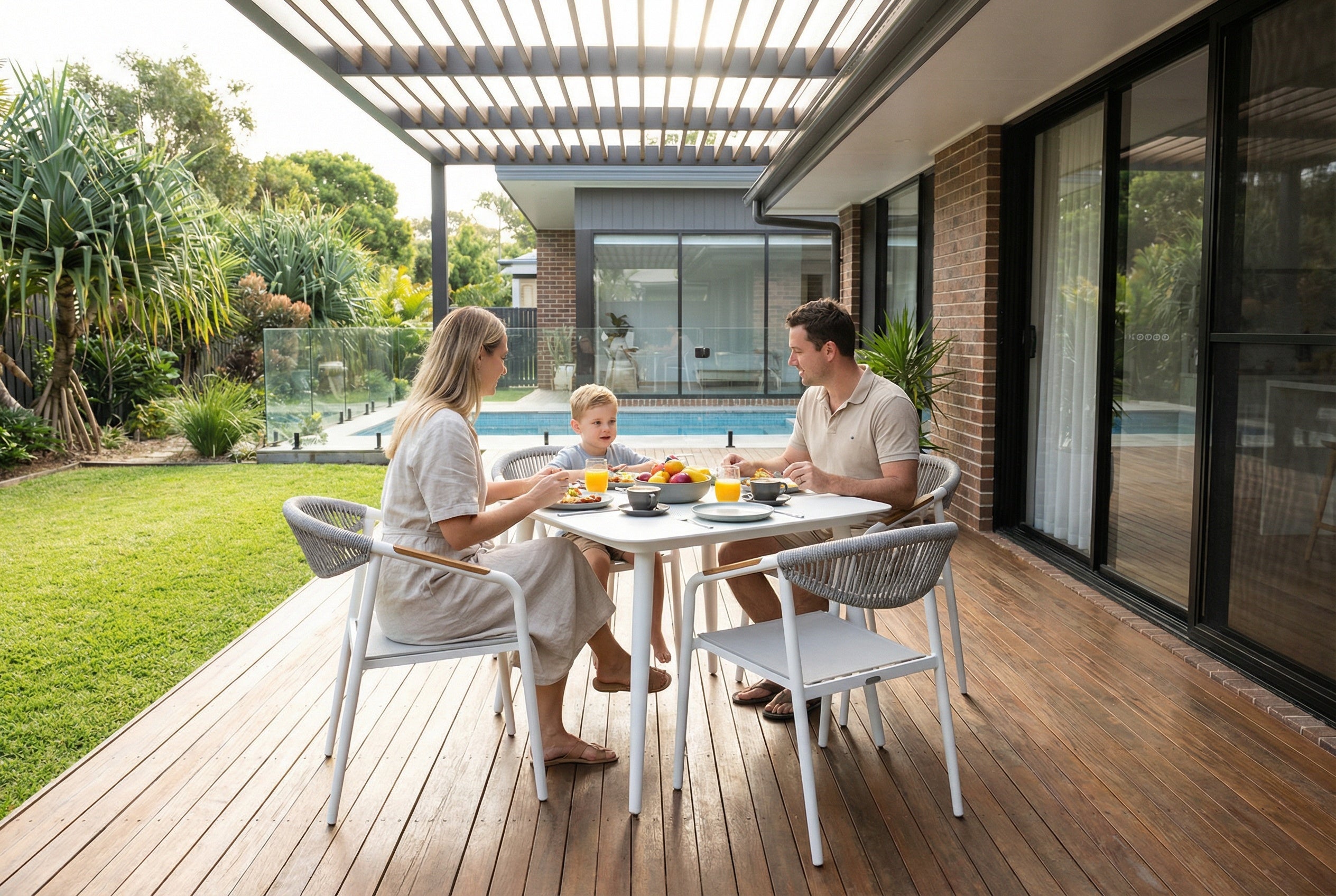 Amalfi Square Table Outdoor Dining Suite in White (Choose Chairs)