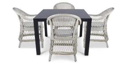 Bahamas Square 5 Piece Outdoor Setting in Gunmetal with Wicker Chairs