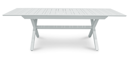 Caribbean Outdoor Extension Table in White with Aluminium Chairs