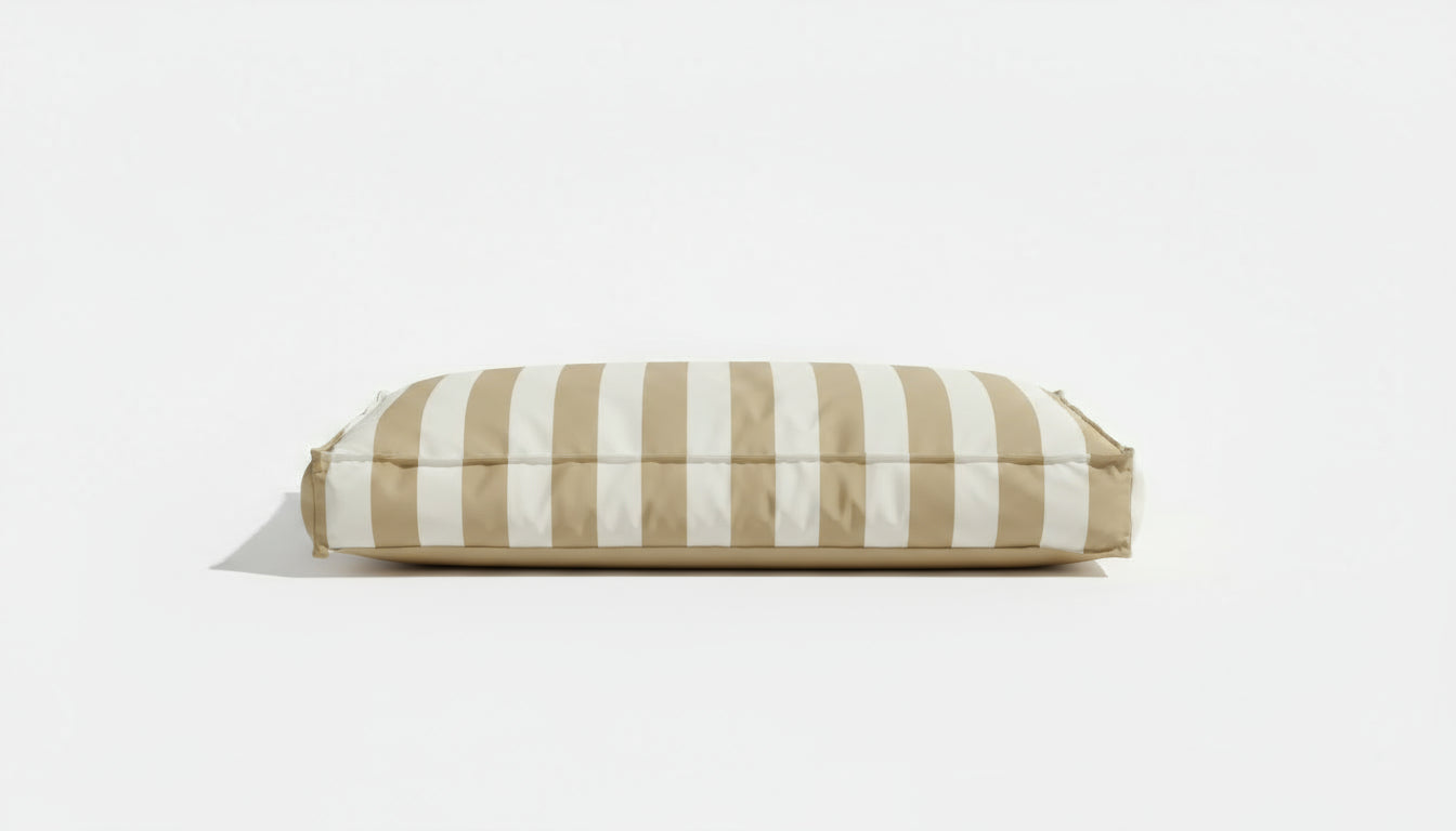 Pawesome Indoor/Outdoor Premium Rectangle Dog Bed in Taupe Stripe