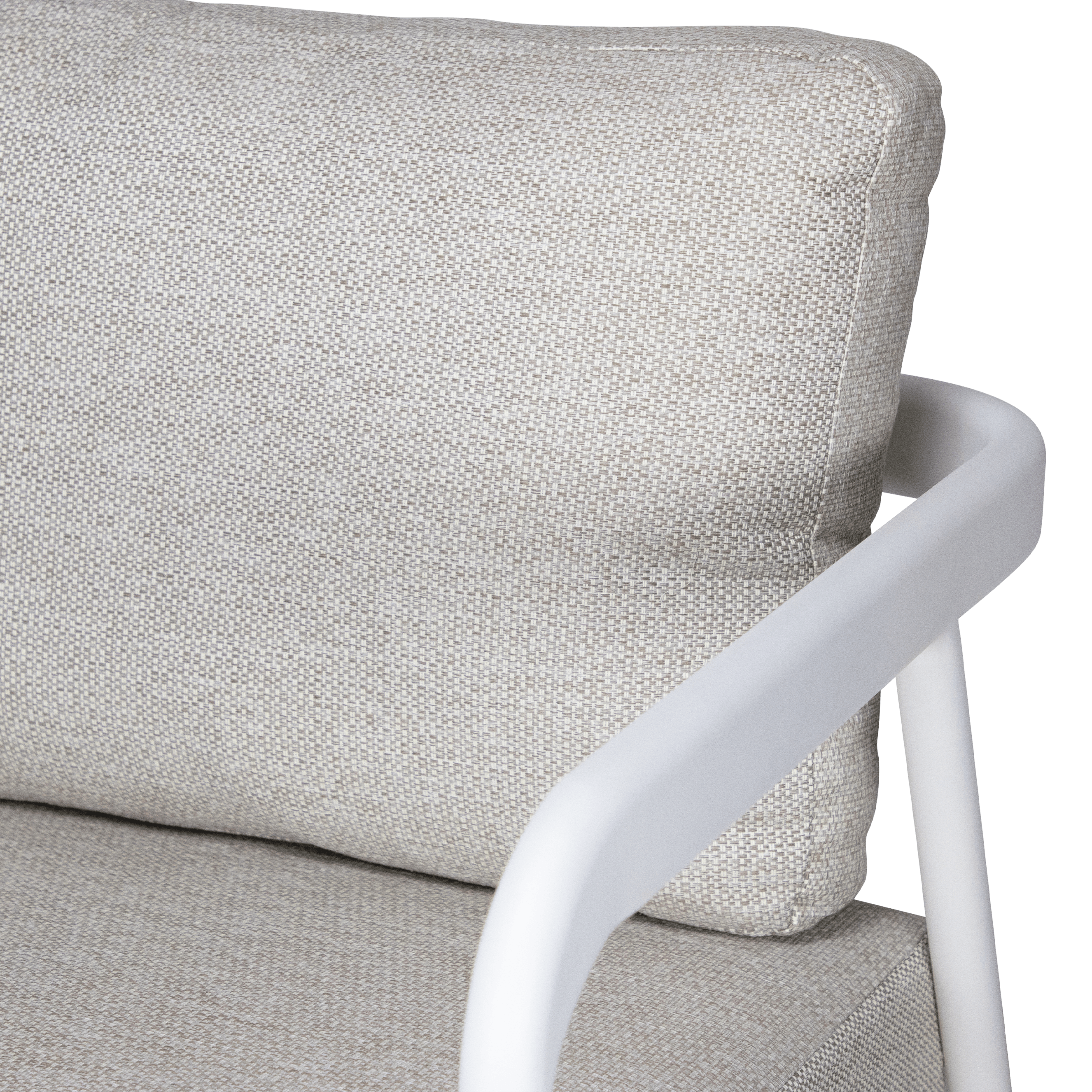 Santorini 4pc Lounge Suite in Arctic White Aluminium with Latte Check Spunpoly Cushions
