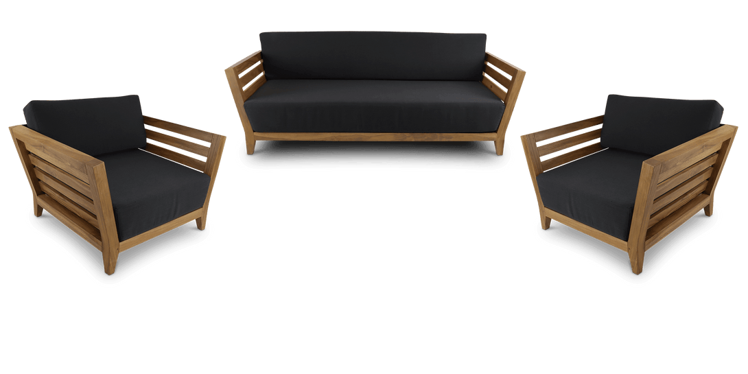 Daintree 3 Seater with 2 x Armchair Lounge Set in Premium Natural Teak