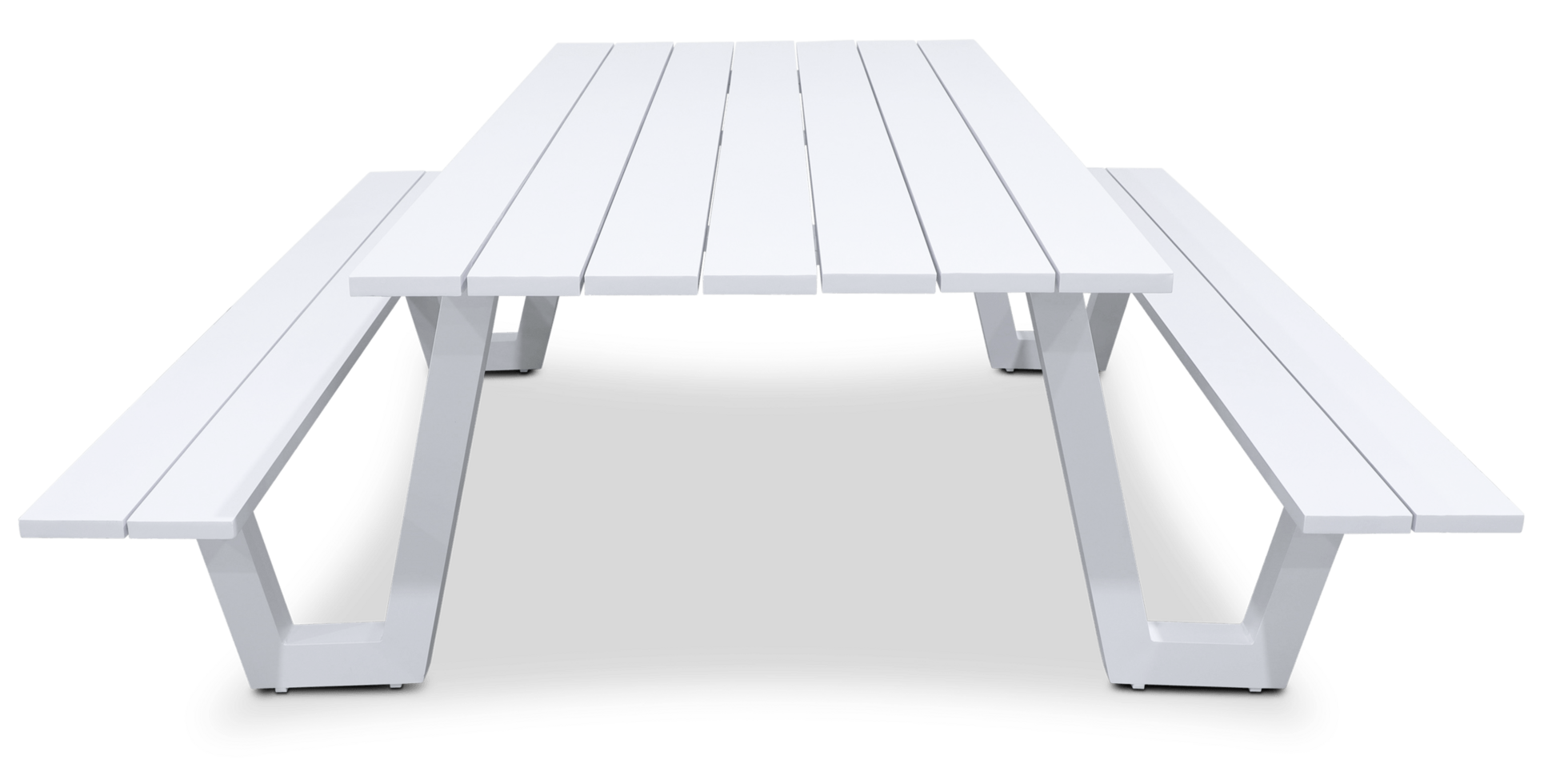 Mediterranean Dining Table and Bench Set in Arctic White Aluminium