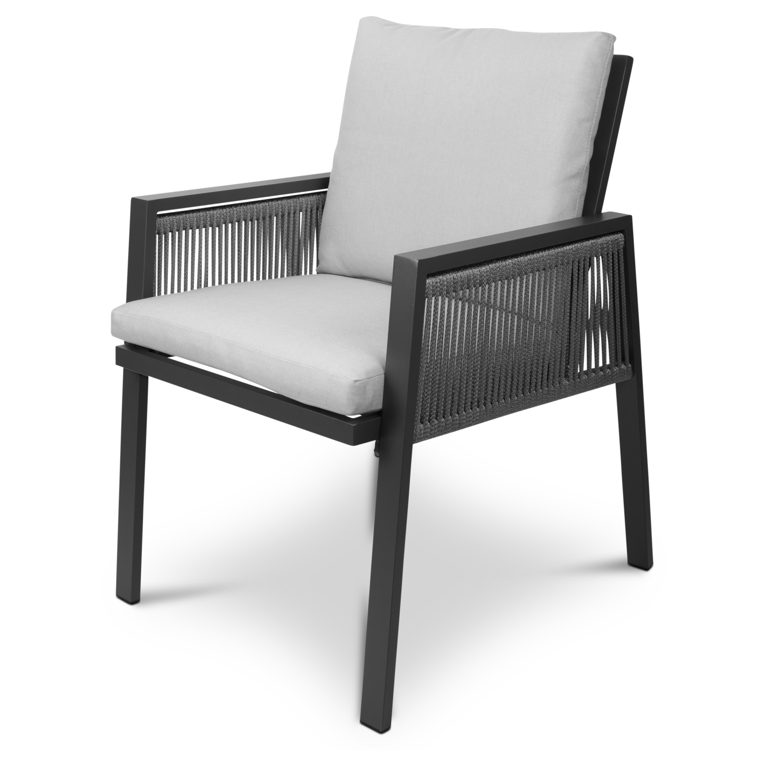 Mondello Dining Chair in Soft Grey Olefin and Graphite Aluminium Frame