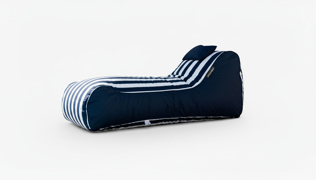 Bondi Indoor/Outdoor Bean Bag in Navy Stripe