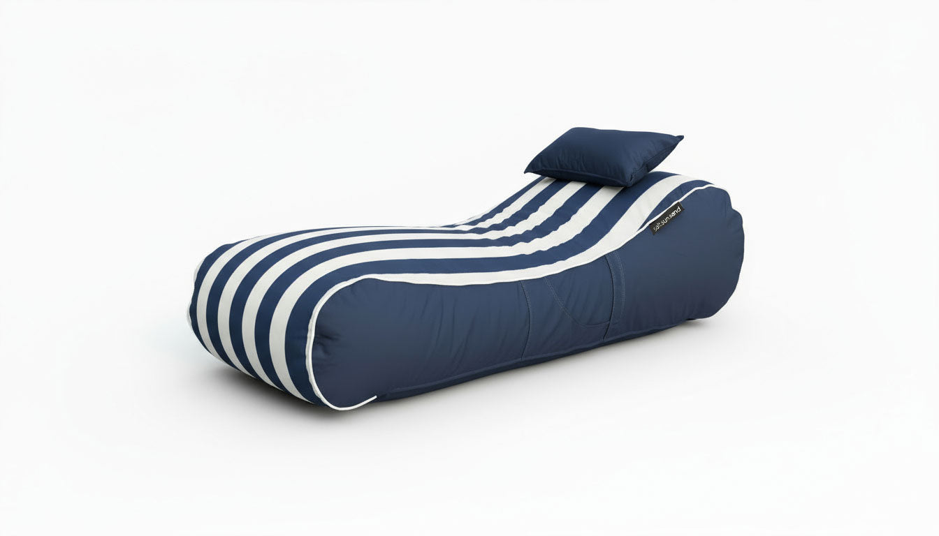Noosa Indoor/Outdoor Bean Bag in Navy Stripe