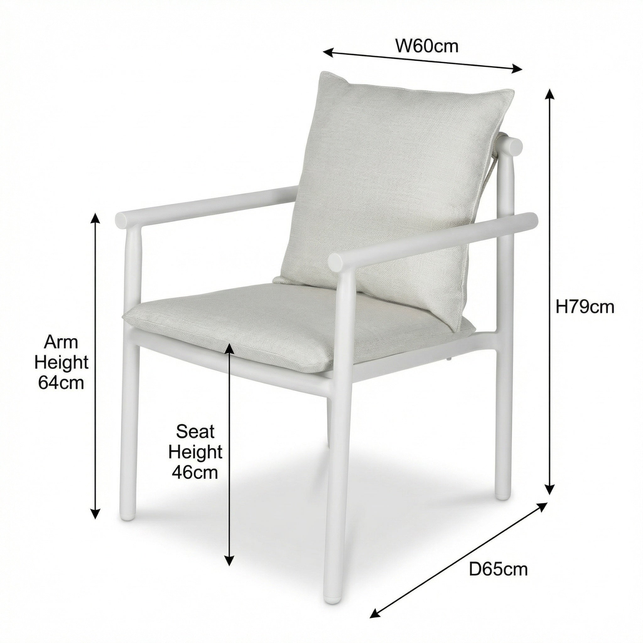 Havana Dining Chair in Arctic White with Dune Rope Inlay and Olefin Cushions