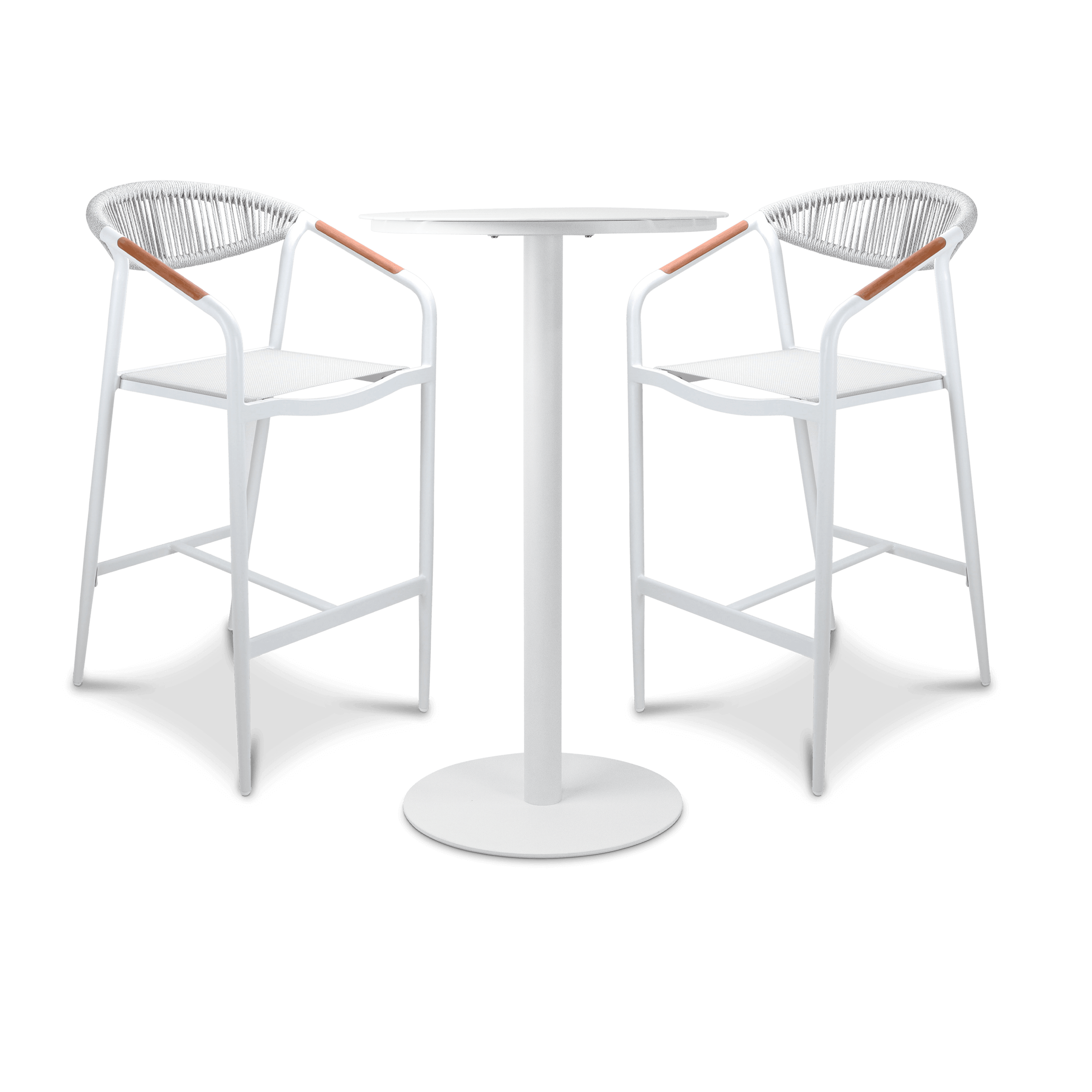 Cafe Collection Round 3pc Bar Suite in White Aluminium