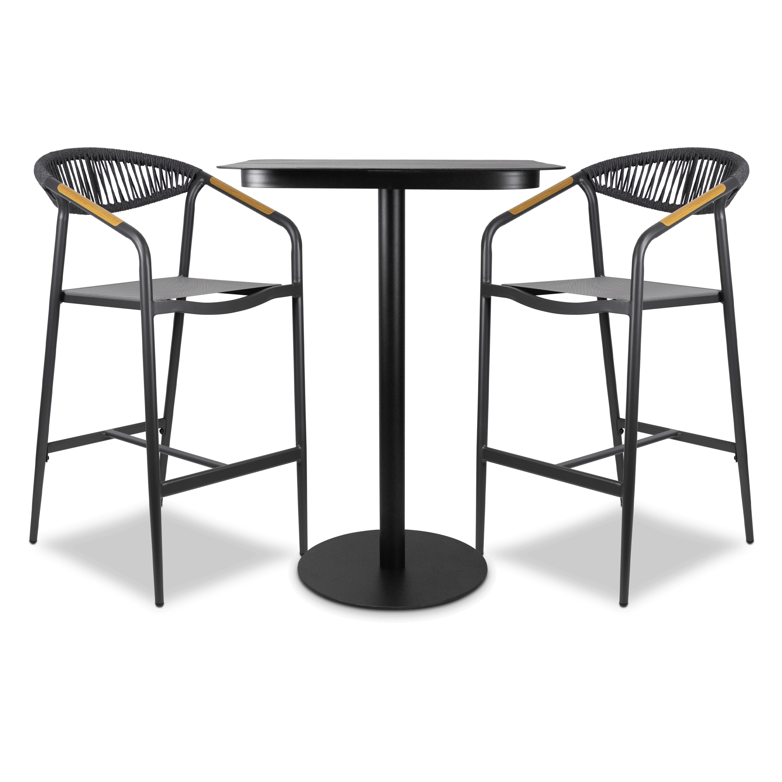 Cafe Collection Square 3pc Bar Suite in Gunmetal Aluminium