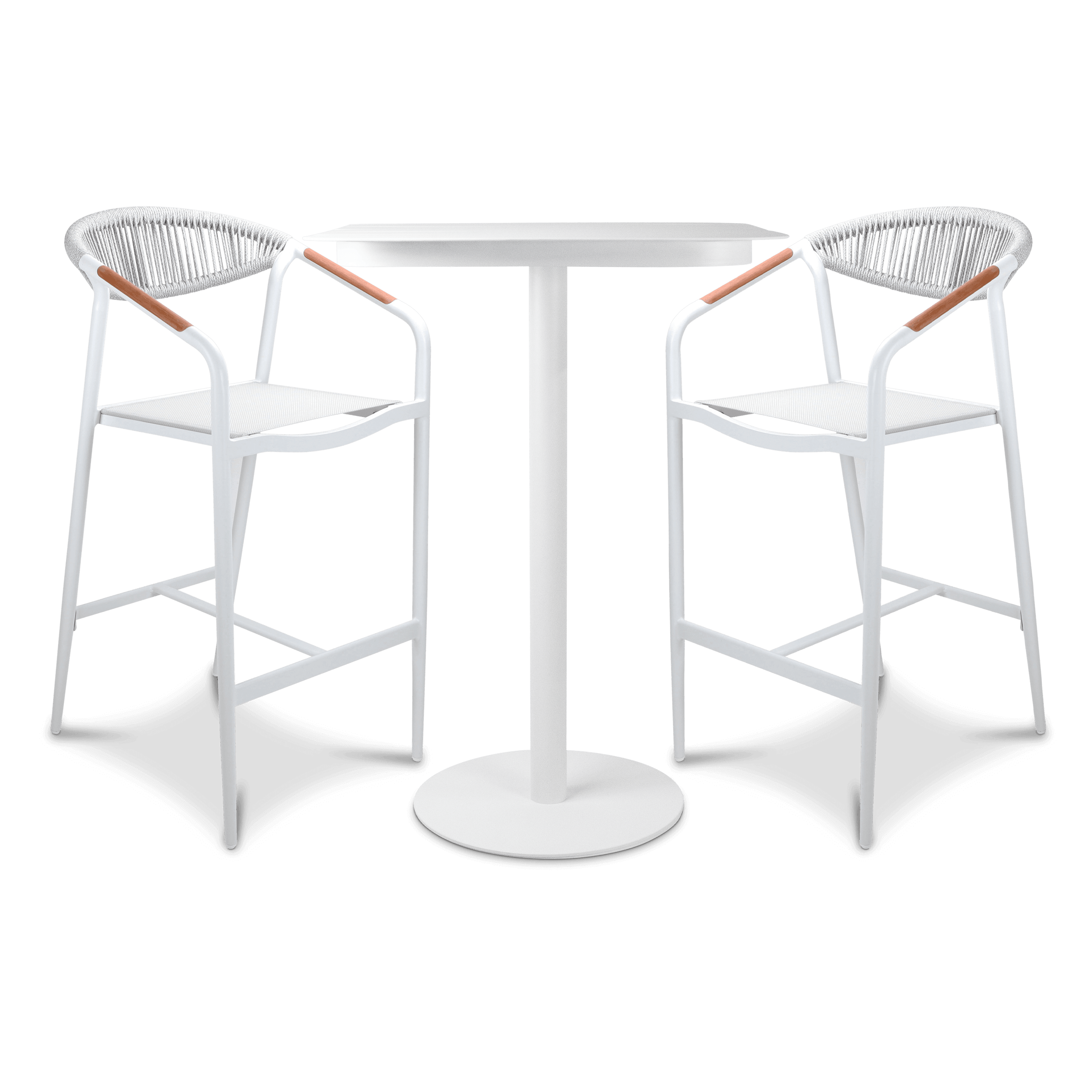 Cafe Collection Square 3pc Bar Suite in Arctic White Aluminium
