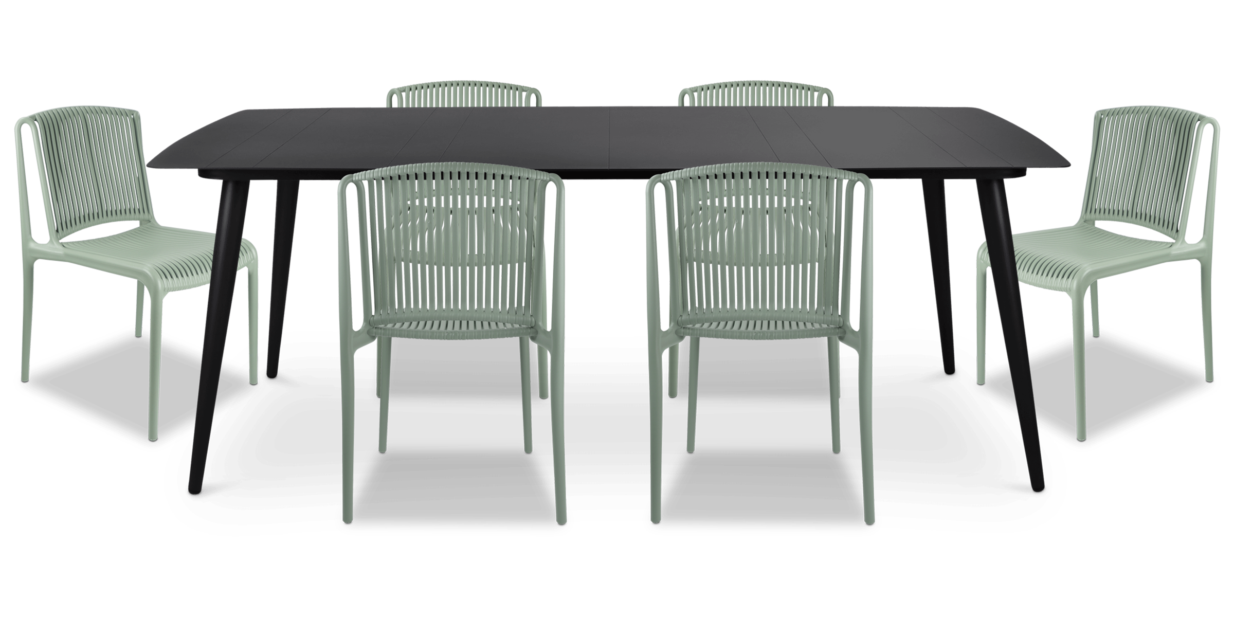 Amalfi Rectangle 7 Piece Outdoor Setting in Gunmetal with UV Plastic Outdoor Chairs (PP)