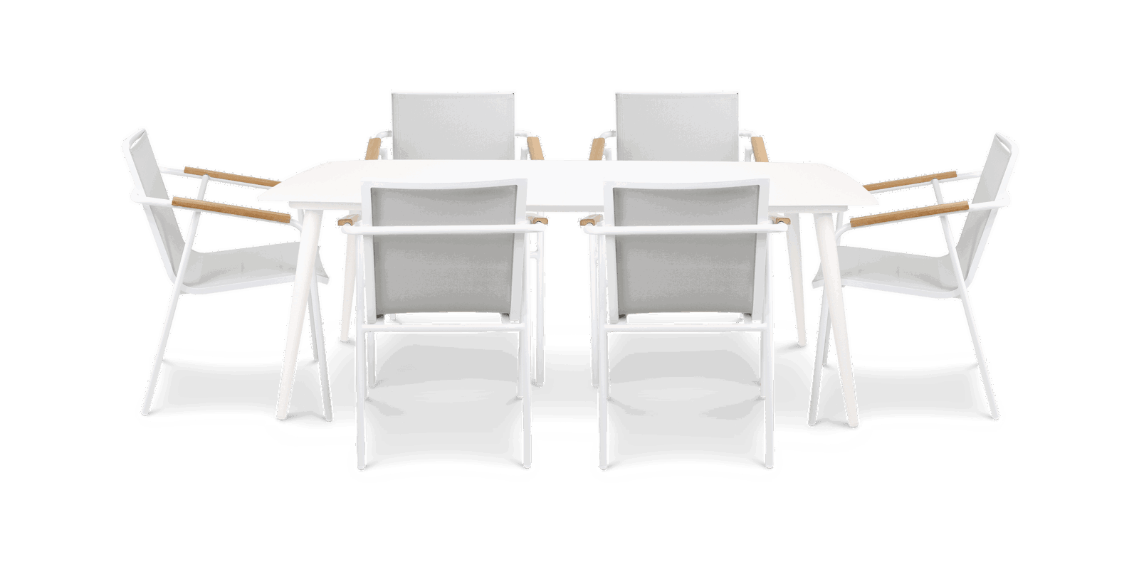 Amalfi Rectangle 7 Piece Outdoor Setting in Arctic White with Aluminium Chairs - The Furniture Shack