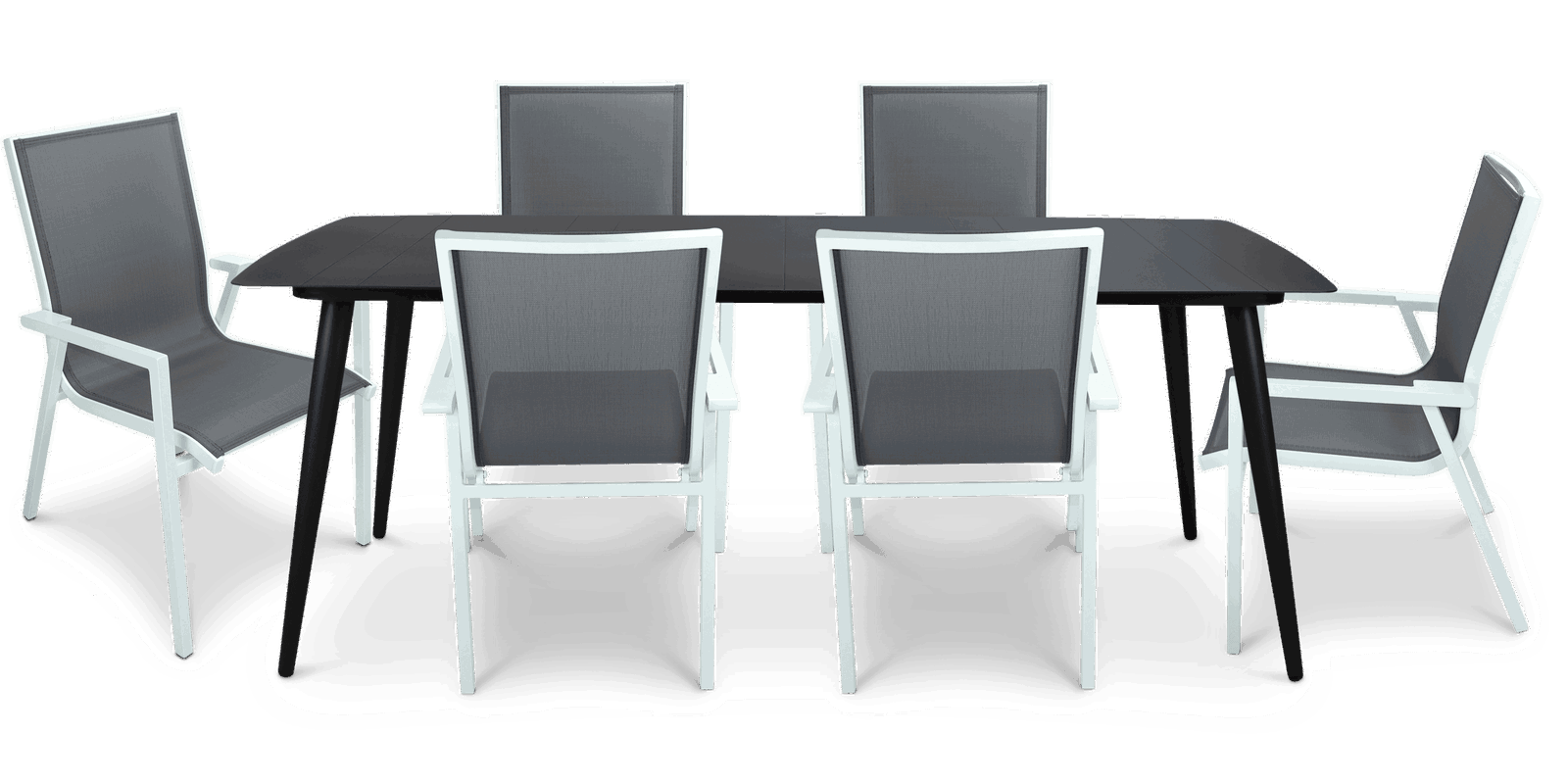 Amalfi Rectangle 7 Piece Outdoor Setting in Gunmetal with Aluminium Chairs - The Furniture Shack