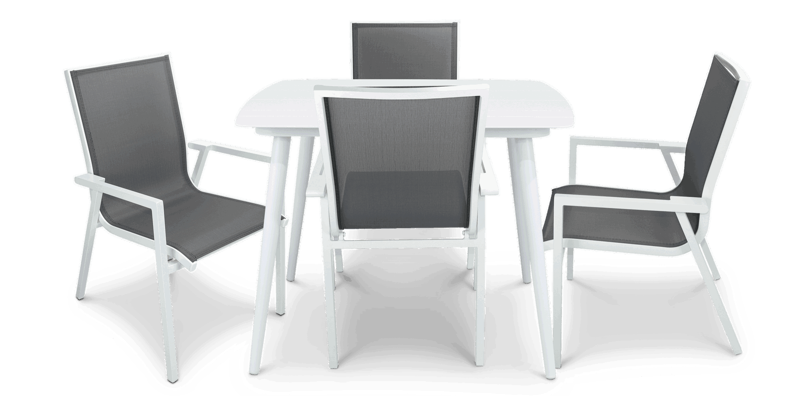 Amalfi Square 5 Piece Outdoor Setting in Arctic White with Aluminium Chairs - The Furniture Shack