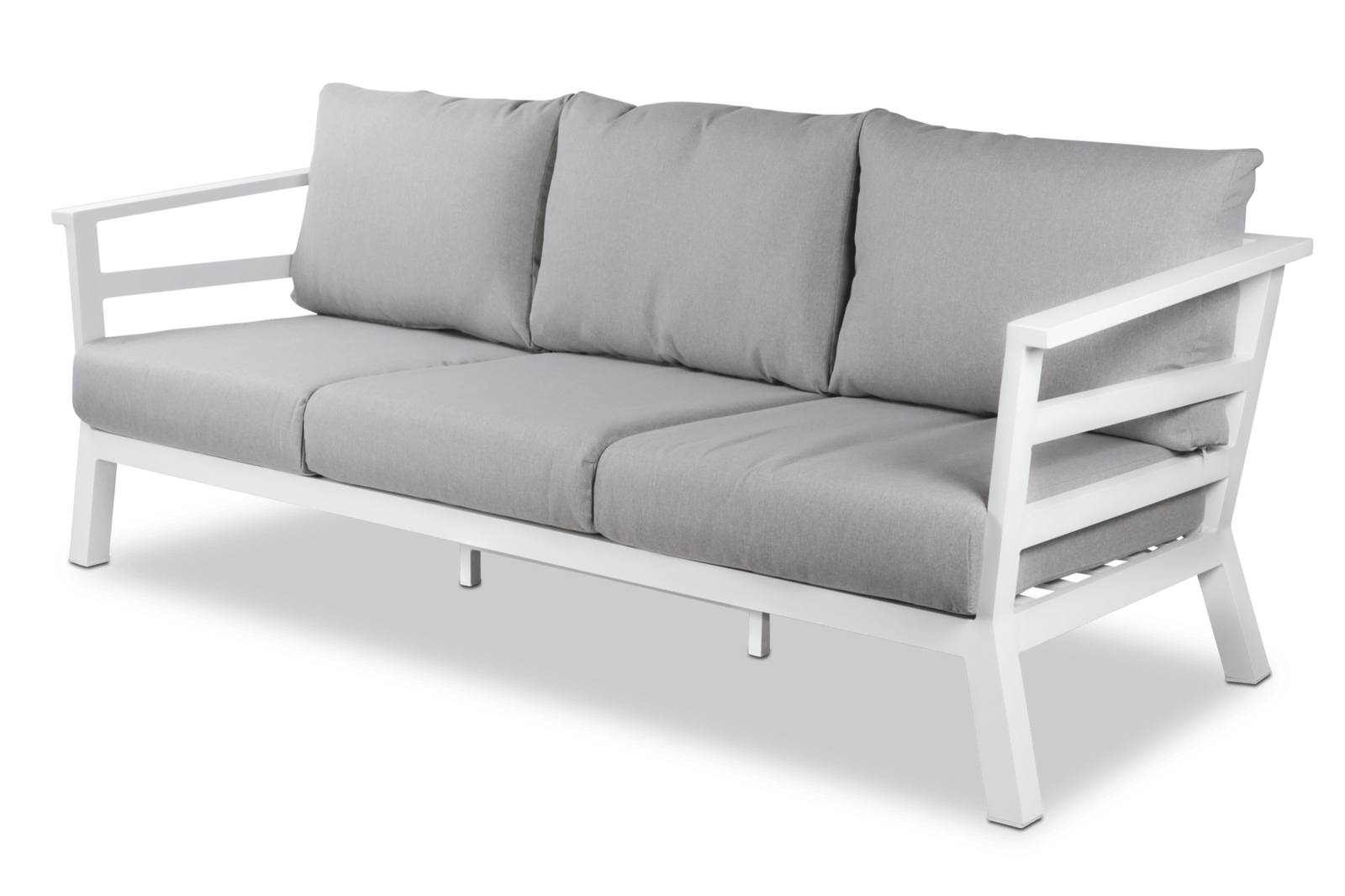 Aveiro 3 Seater in Arctic White with Stone Olefin Cushions - The Furniture Shack