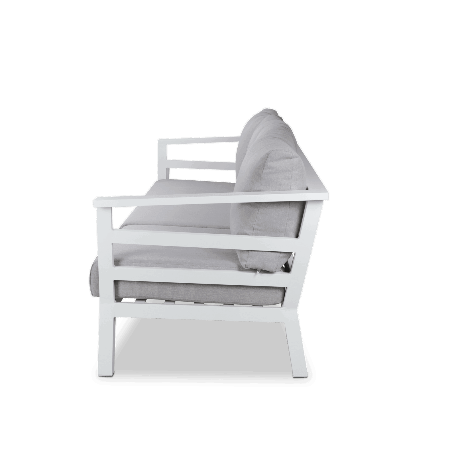 Aveiro 3 Seater in Arctic White with Stone Olefin Cushions - The Furniture Shack
