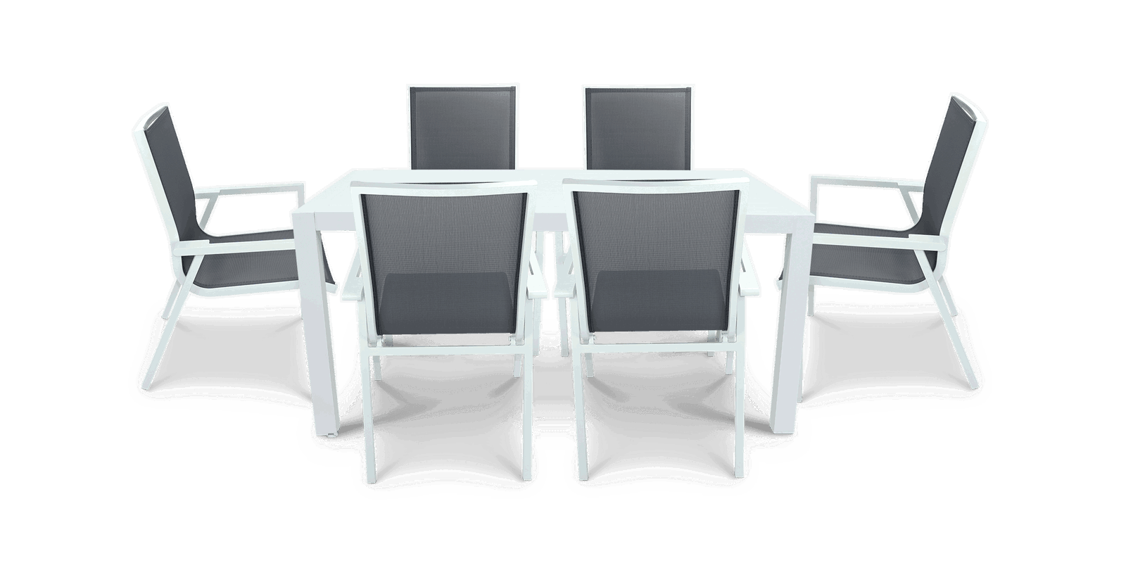 Bahamas Rectangle 7 Piece Outdoor Setting in Arctic White with Aluminium Chairs - The Furniture Shack