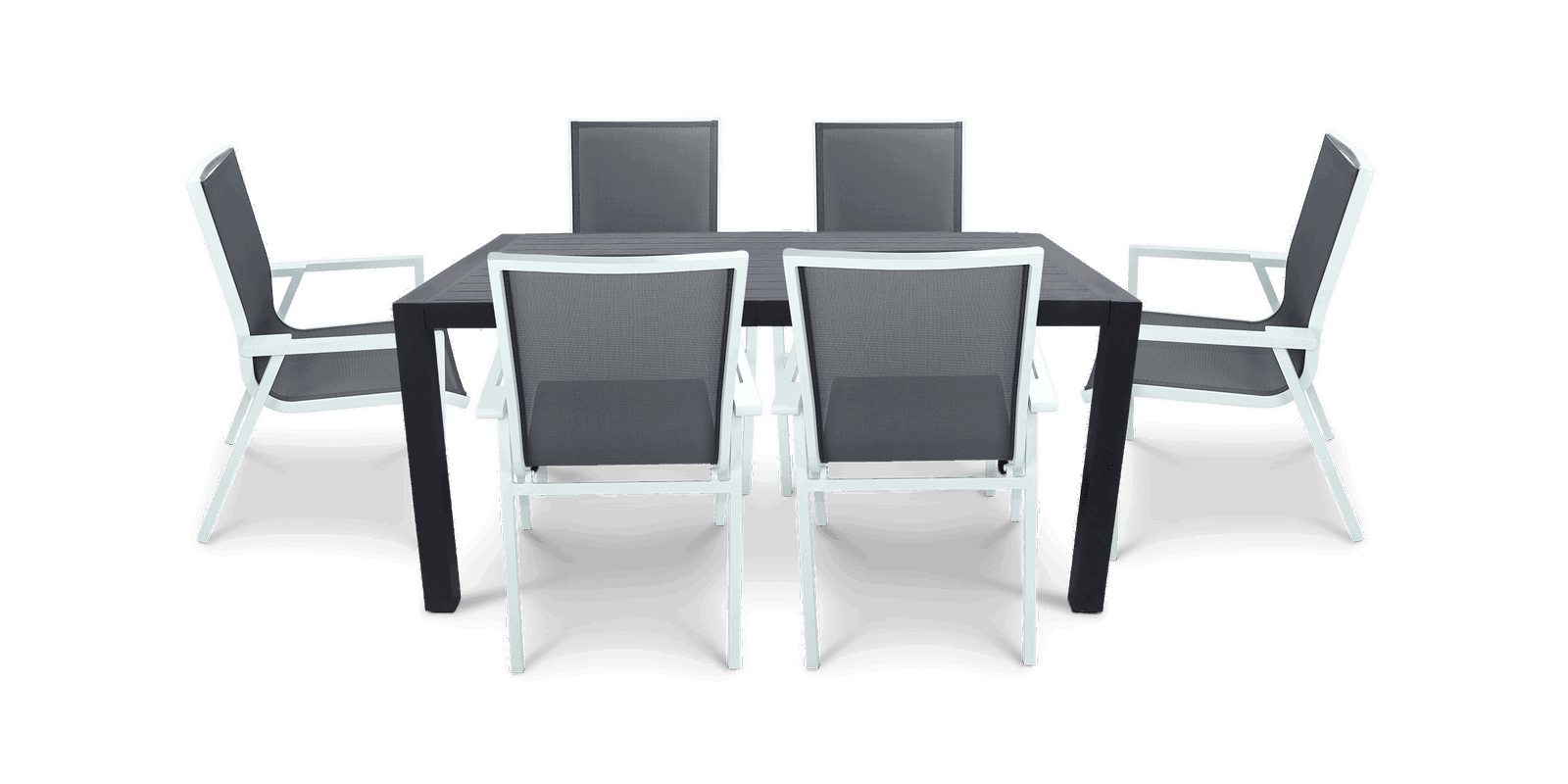 Bahamas Rectangle 7 Piece Outdoor Setting in Gunmetal with Aluminium Chairs - The Furniture Shack