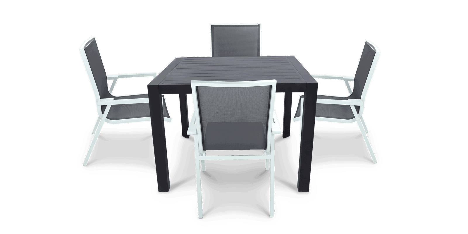 Bahamas Square 5 Piece Outdoor Setting in Gunmetal with Aluminium Chairs - The Furniture Shack