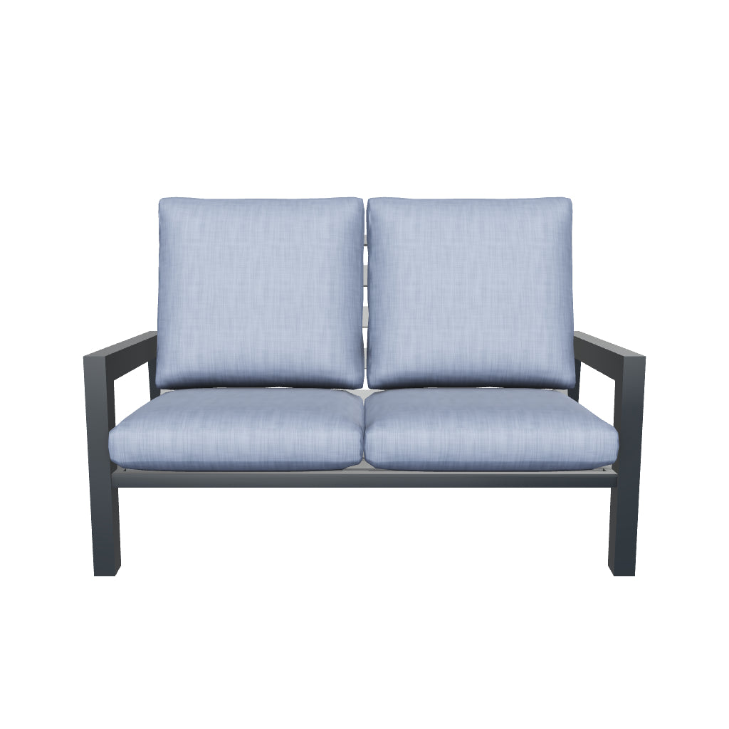 San Sebastian 2 Seater in Gunmetal Grey with Platinum Olefin Cushions