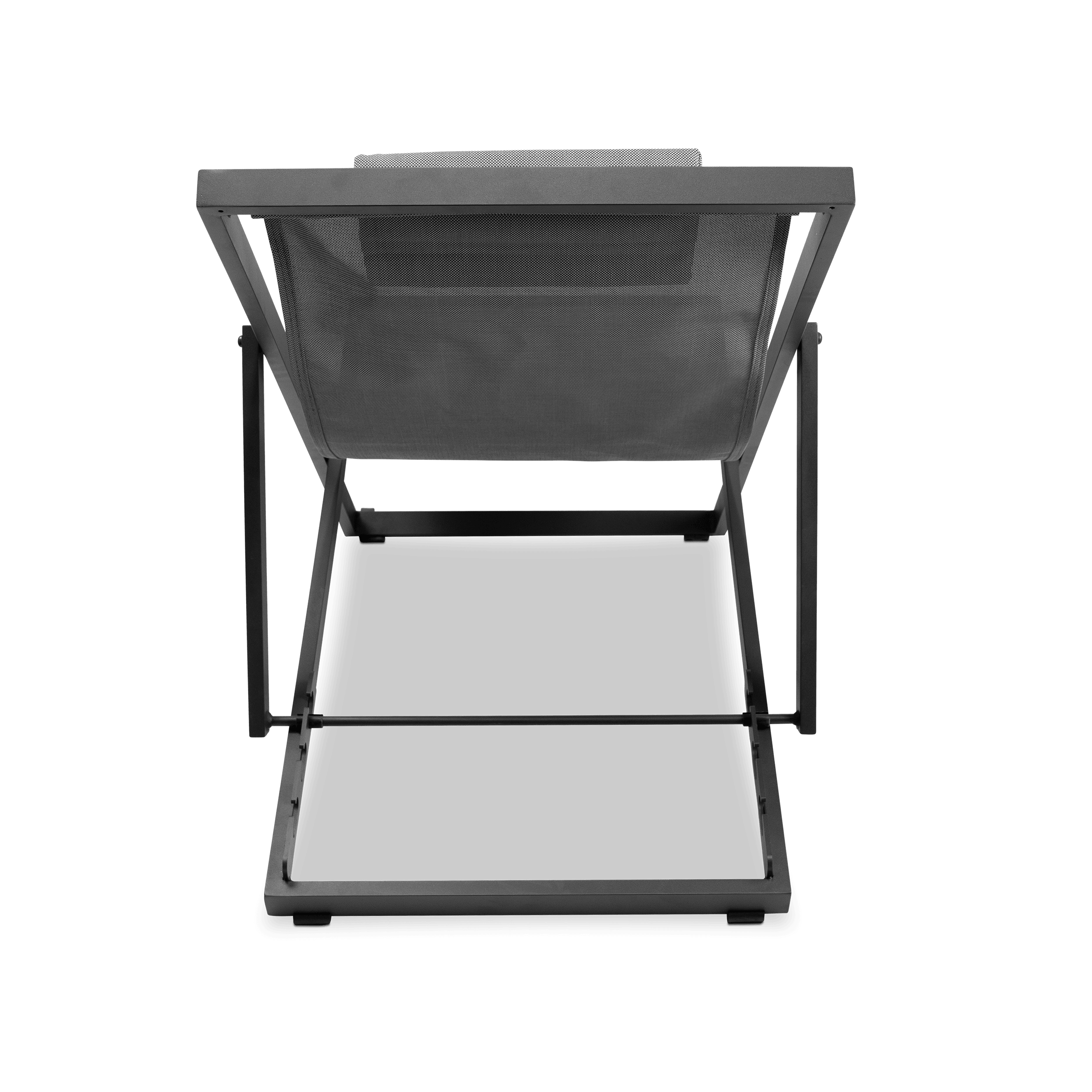 Chill Deck Chair and San Sebastian 3pc Occasional Set in Gunmetal and Charcoal Grey Textilene - The Furniture Shack