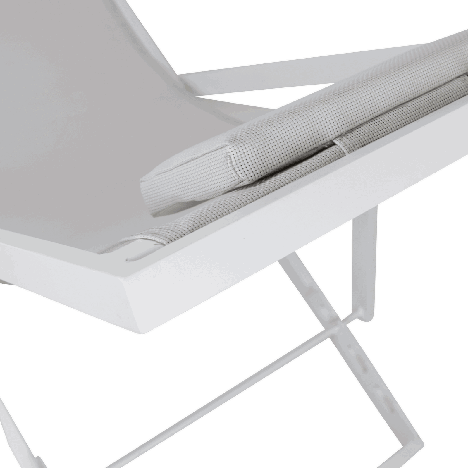 Chill Outdoor Deck Chair in Arctic White Aluminium Frame and Stone Grey Textilene - The Furniture Shack