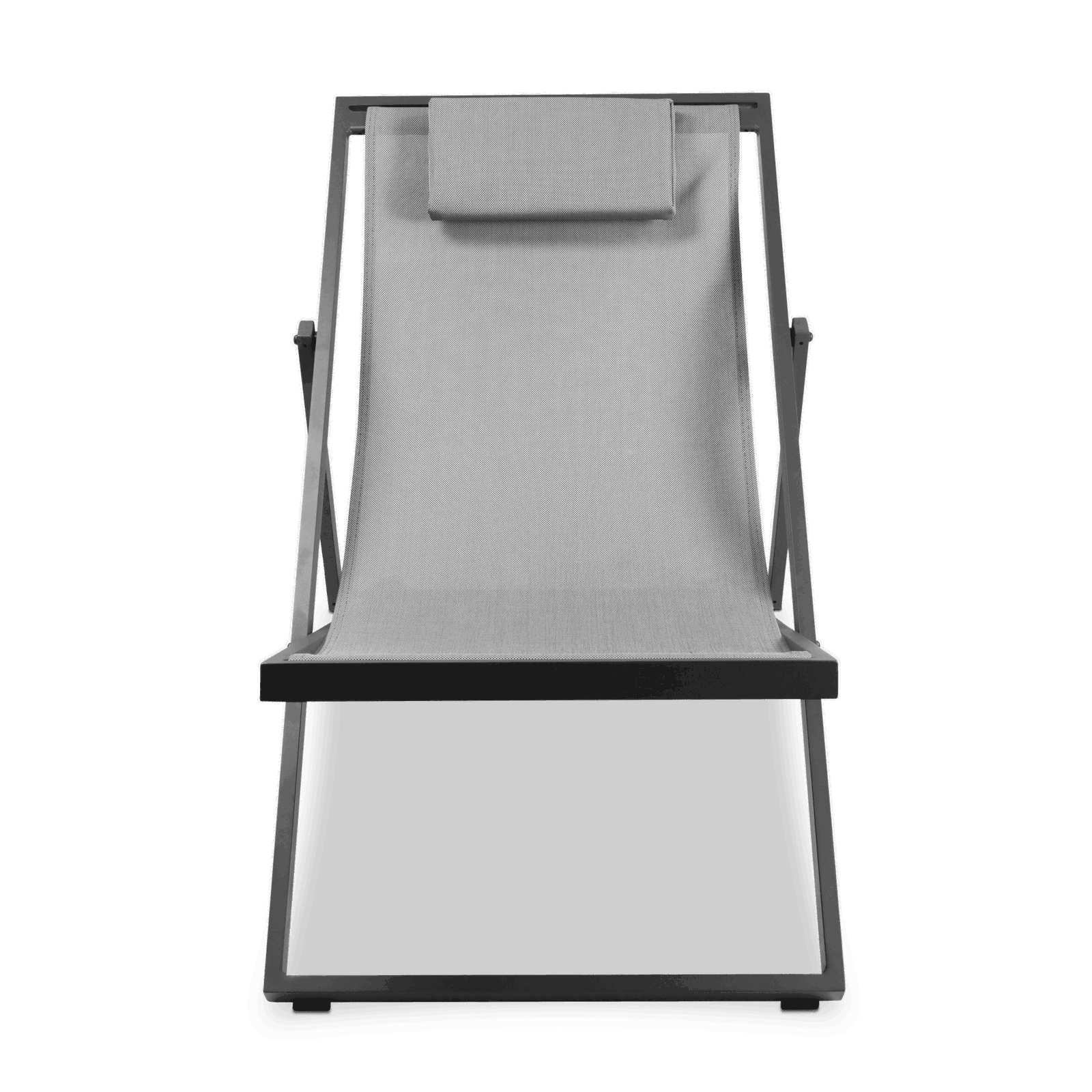 Chill Outdoor Deck Chair in Gunmetal Aluminium Frame and Charcoal Grey Textilene - The Furniture Shack
