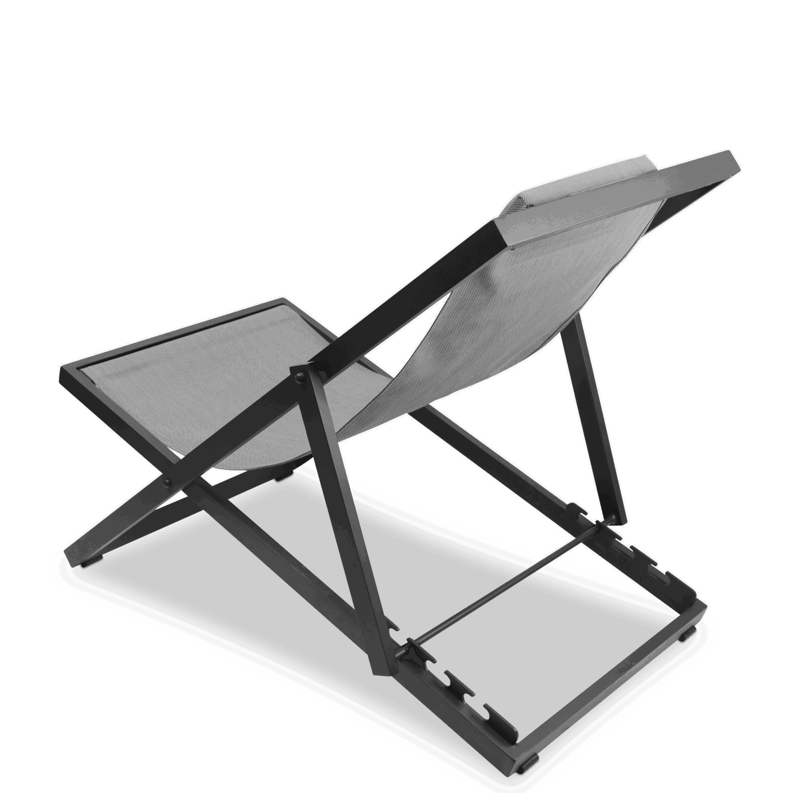 Chill Outdoor Deck Chair in Gunmetal Aluminium Frame and Charcoal Grey Textilene - The Furniture Shack