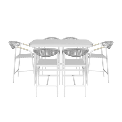 Amalfi Rectangle 7pc Bar Suite in Arctic White Aluminium