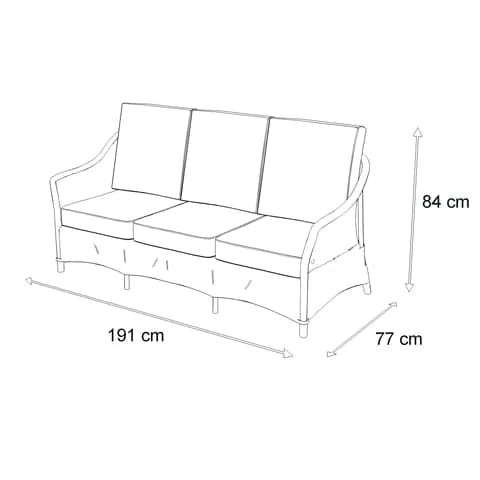 Hamptons 3 Seater in Surfmist Wicker and Dune Spunpoly Cushions - The Furniture Shack