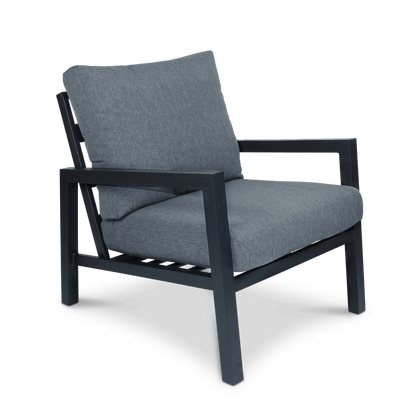 San Sebastian 3pc Occasional Set in Gunmetal with Platinum Olefin Cushions - The Furniture Shack